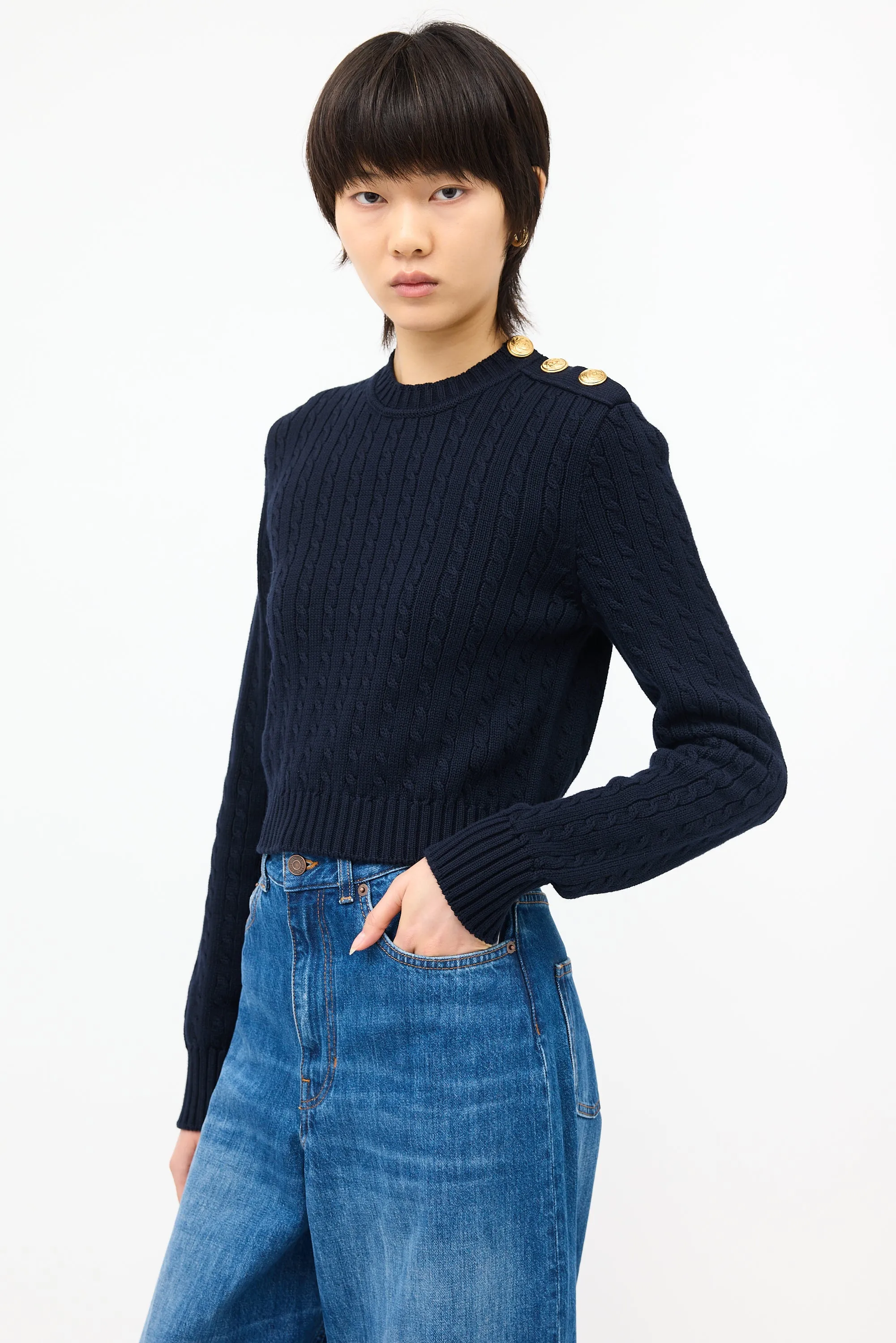 Cable Knit Cropped Sweater sold by VSP Consignment product image thumbnail 3