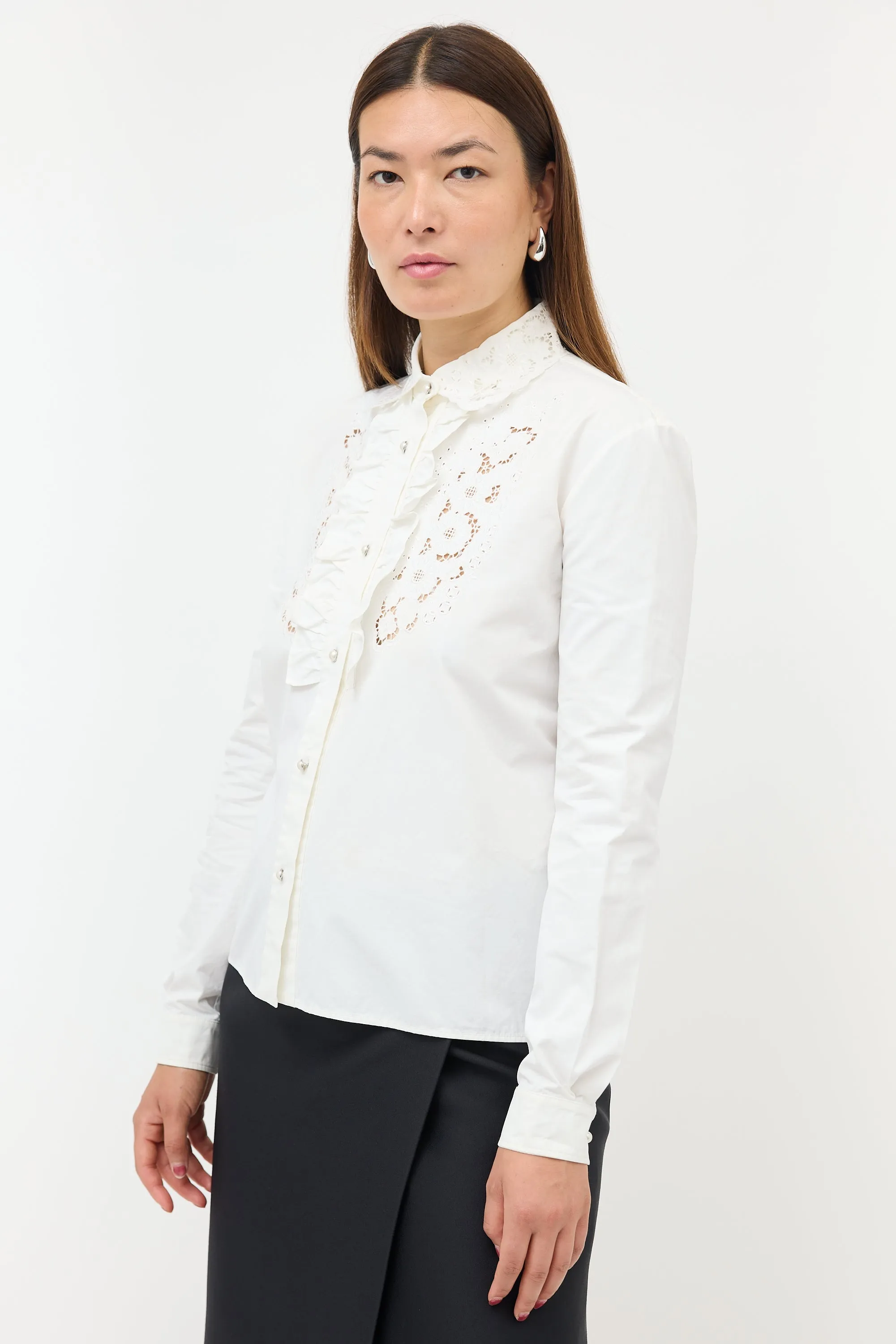 Embroidered Lace Placket Shirt sold by VSP Consignment product image thumbnail 3