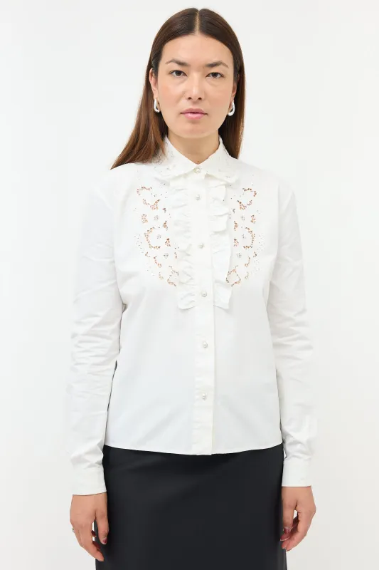 Embroidered Lace Placket Shirt sold by VSP Consignment