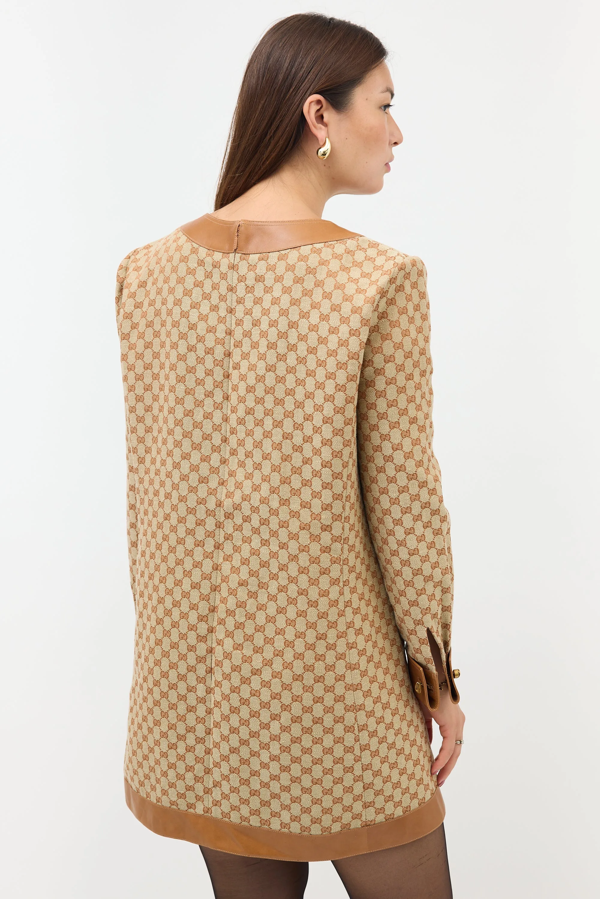 Linen GG Leather Trim Dress sold by VSP Consignment product image thumbnail 4