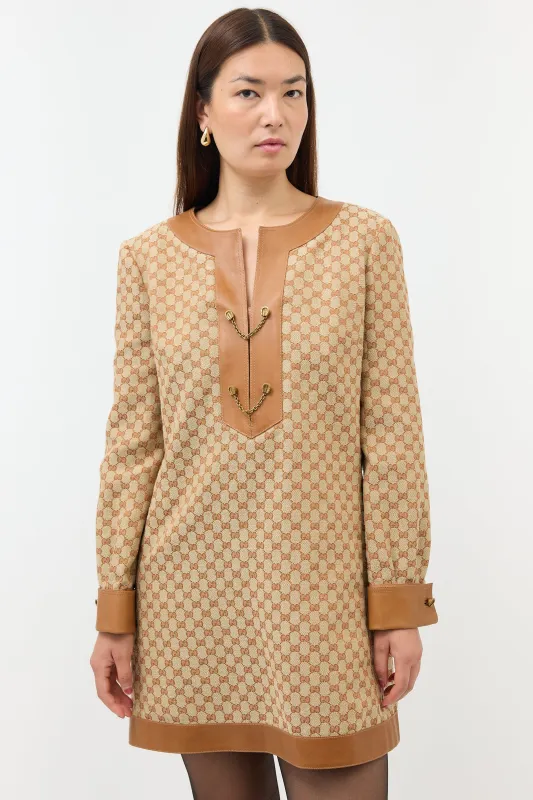 Linen GG Leather Trim Dress sold by VSP Consignment