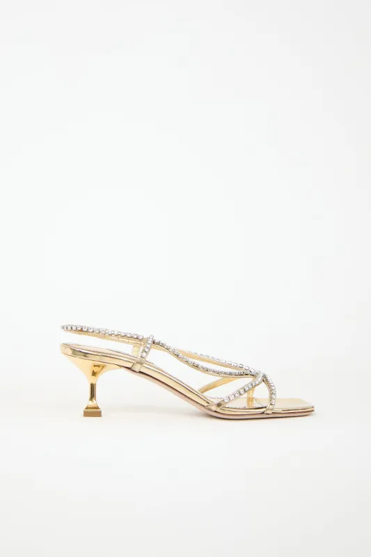 Leather & Crystal Slingback Heel sold by VSP Consignment