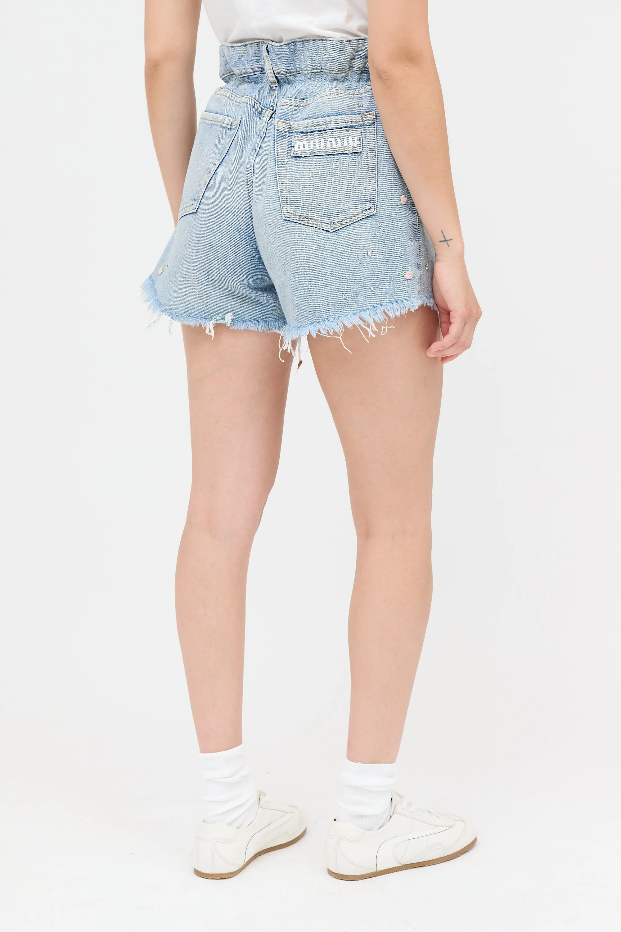 Rose Embroidered Denim Shorts sold by VSP Consignment product image thumbnail 5