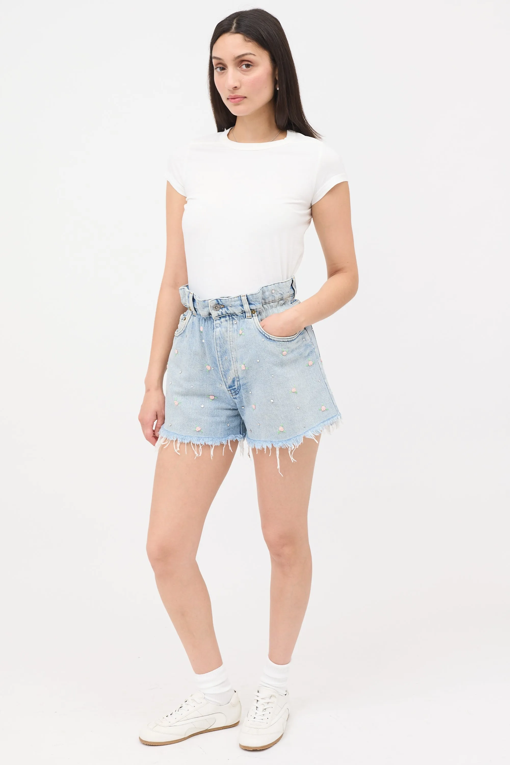 Rose Embroidered Denim Shorts sold by VSP Consignment product image thumbnail 3