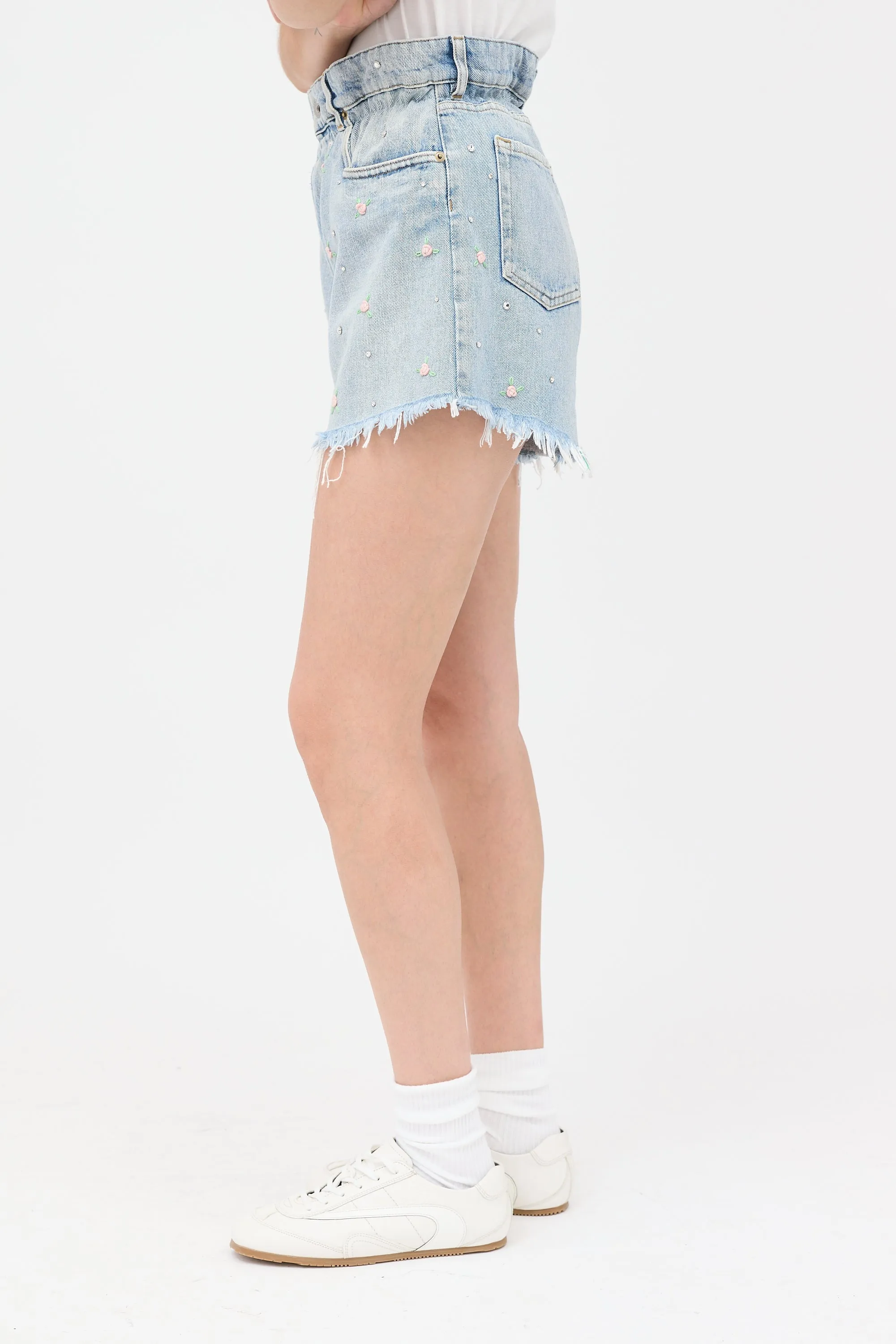 Rose Embroidered Denim Shorts sold by VSP Consignment product image thumbnail 4