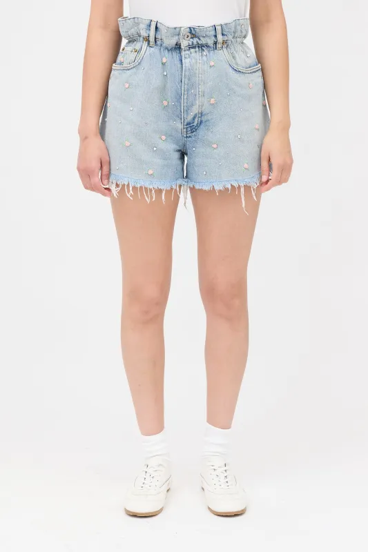 Rose Embroidered Denim Shorts sold by VSP Consignment