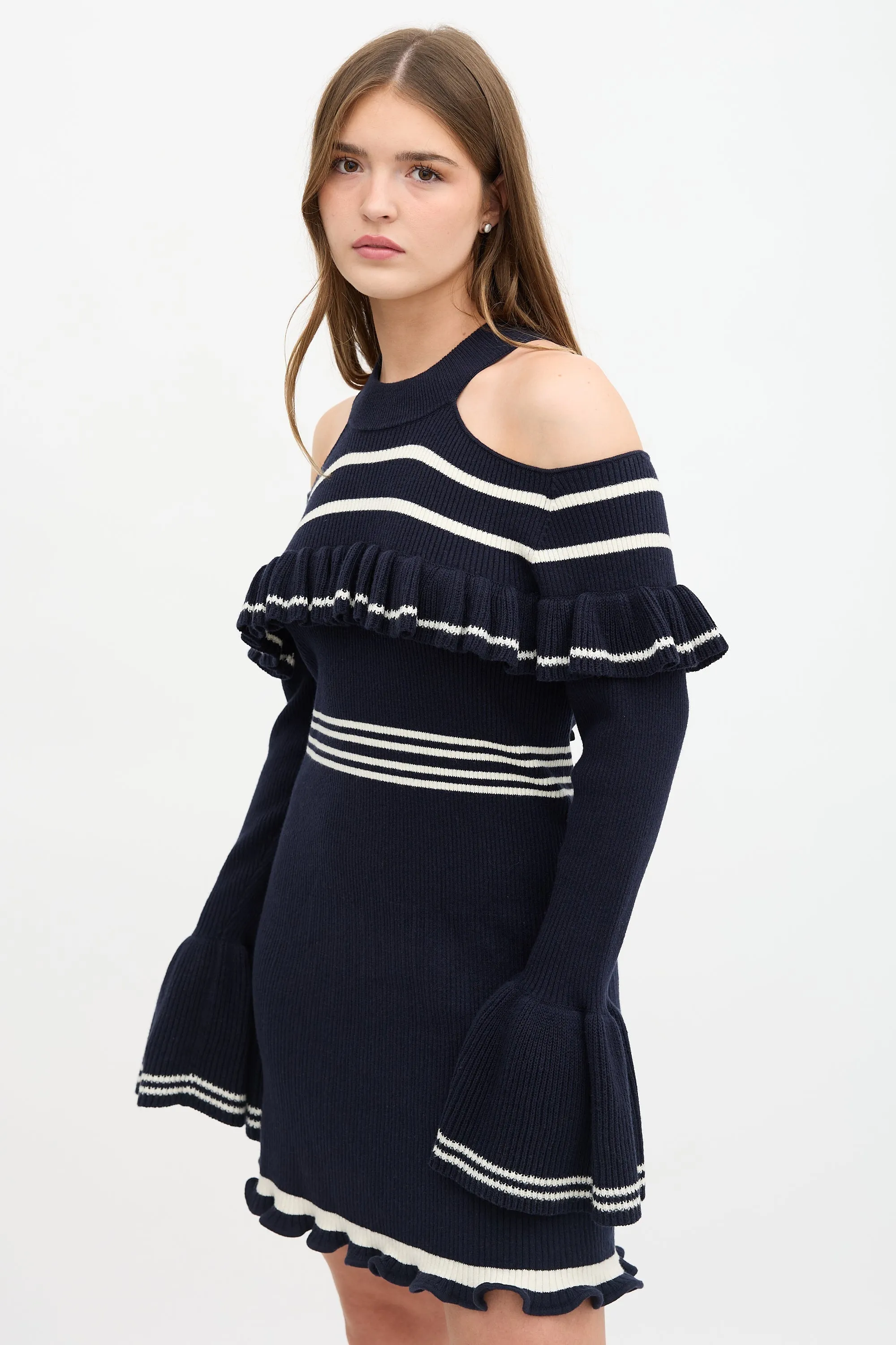 Knit Ruffle Stripe Dress sold by VSP Consignment product image thumbnail 3