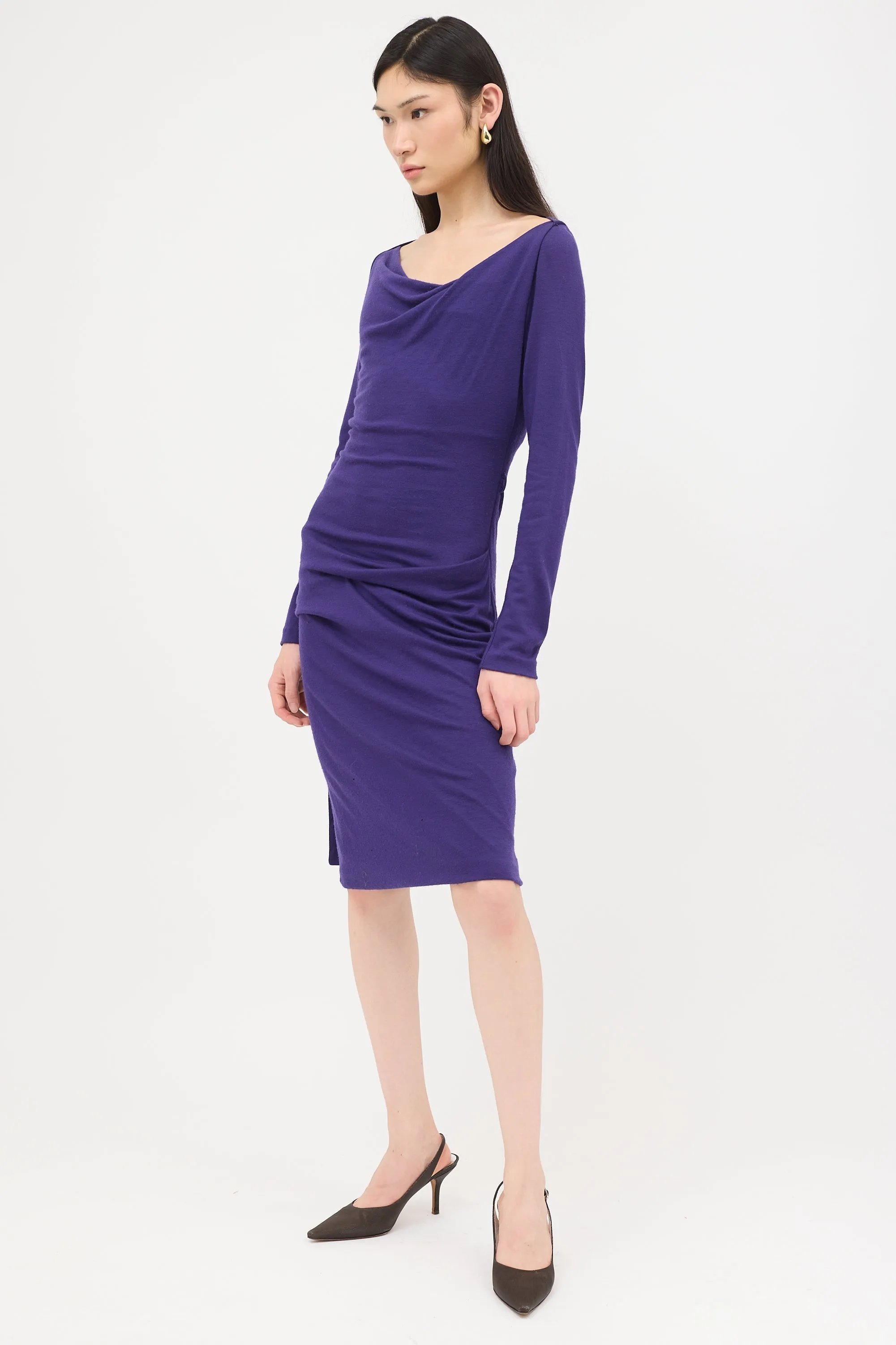 Draped Wool Knit Dress sold by VSP Consignment product image thumbnail 4