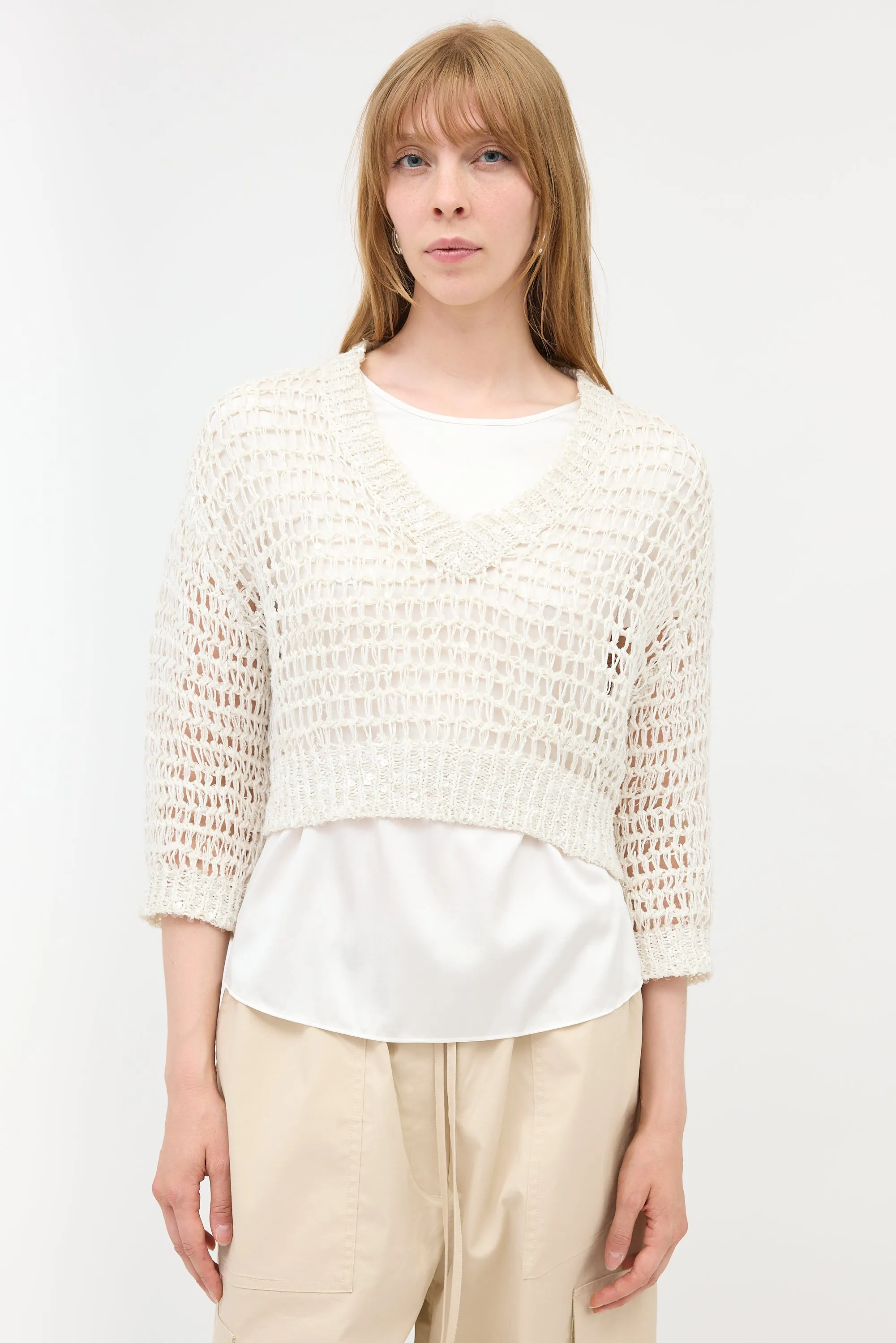 Cropped Open Knit Sweater sold by VSP Consignment