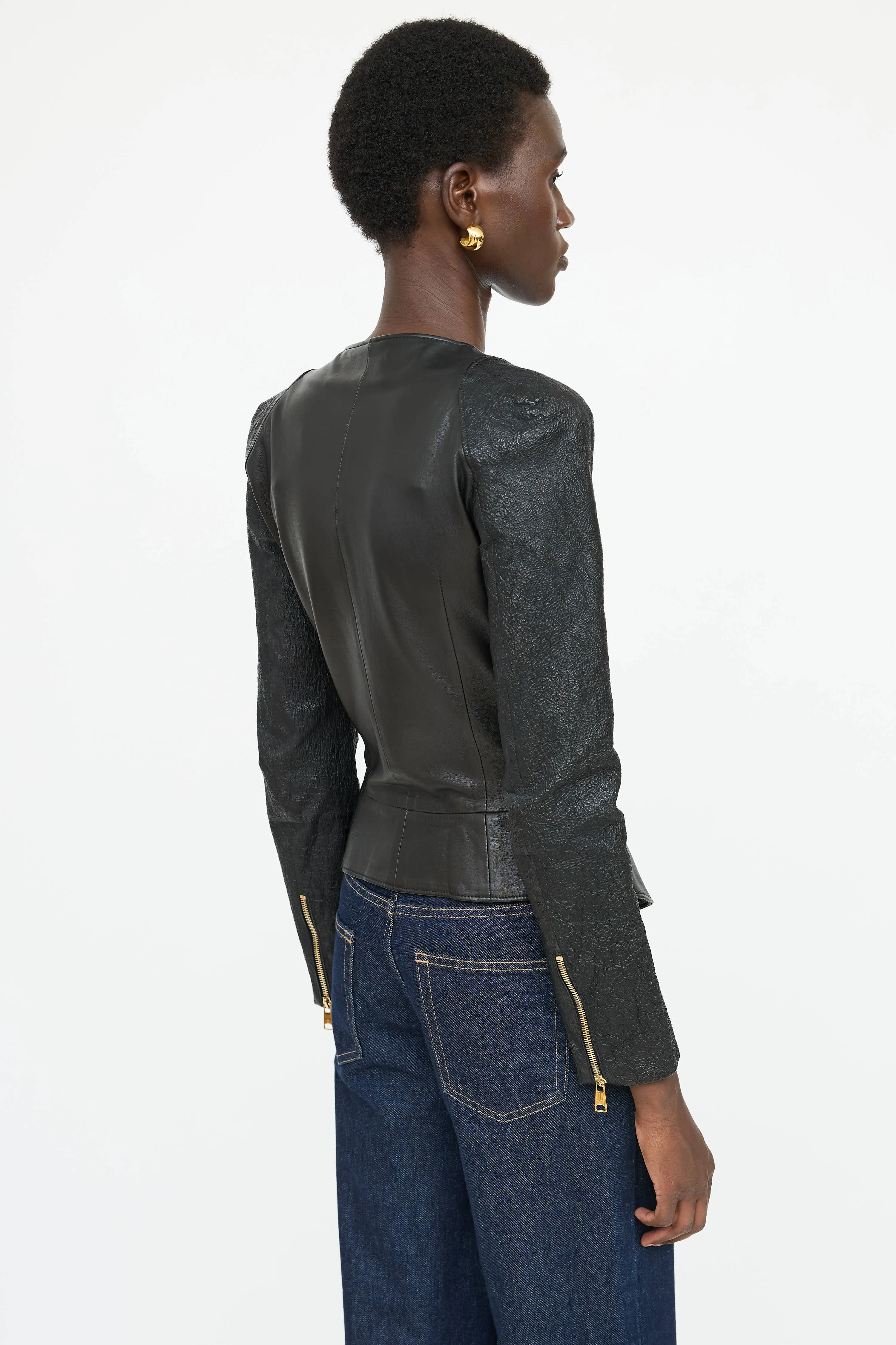 Textured Leather Jacket sold by VSP Consignment product image thumbnail 4