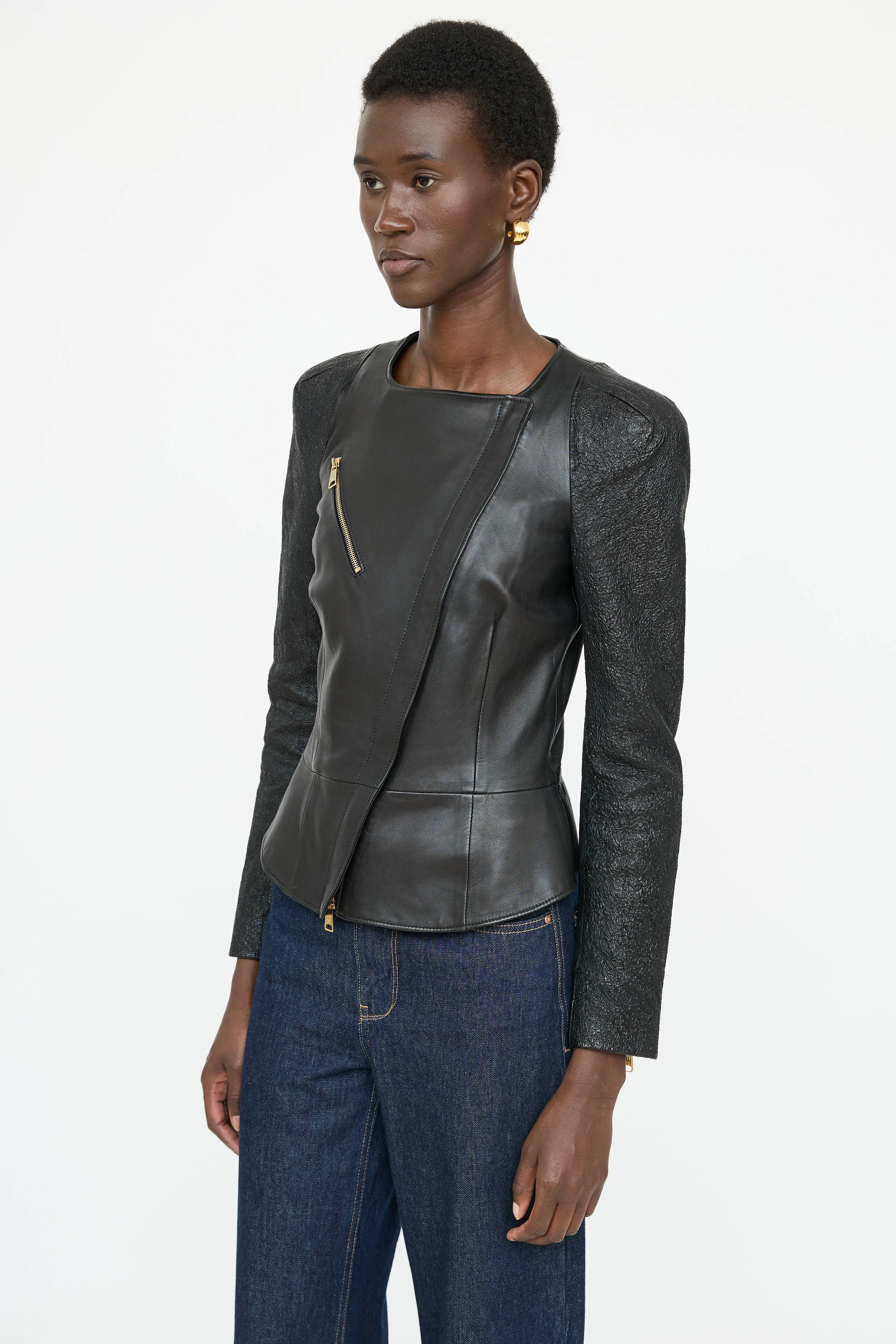 Textured Leather Jacket sold by VSP Consignment product image thumbnail 3
