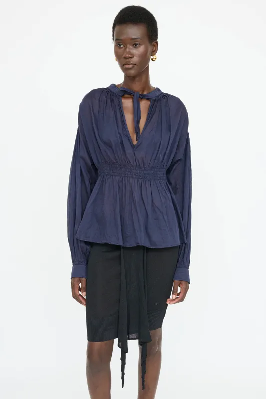 Cotton Smocked Blouse made by Chanel