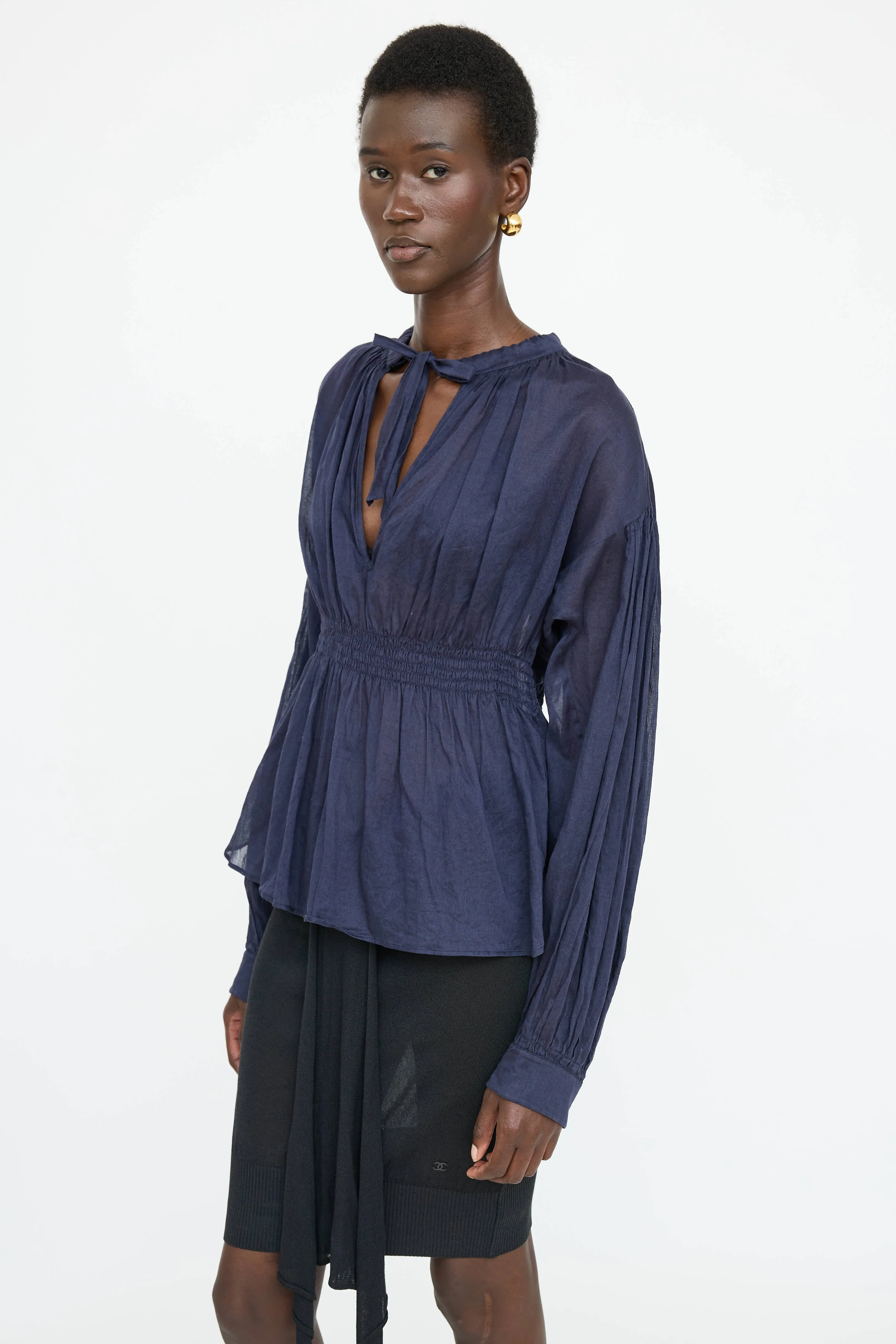 Cotton Smocked Blouse sold by VSP Consignment product image thumbnail 3