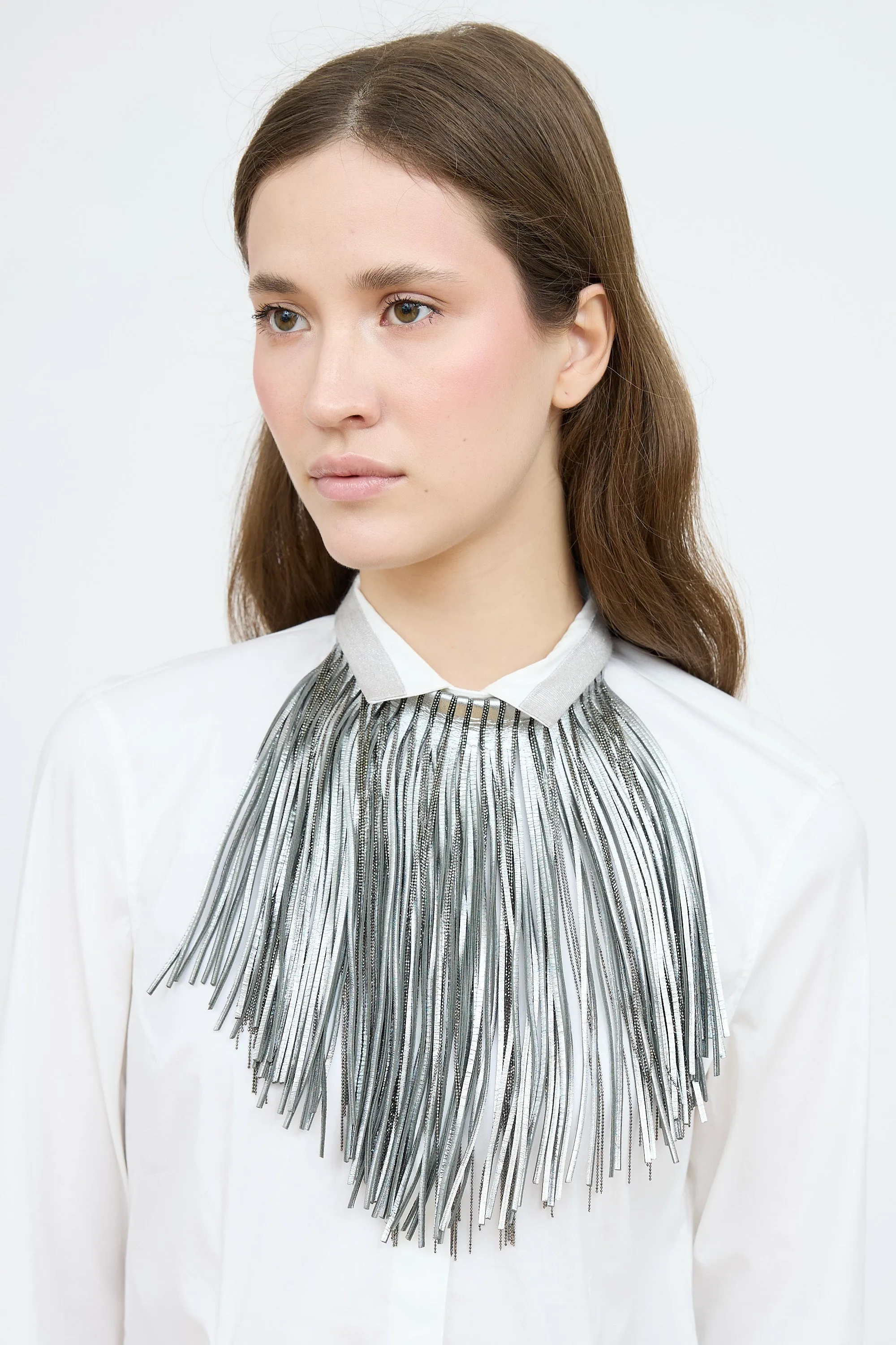 Leather Fringe Monili Necklace sold by VSP Consignment