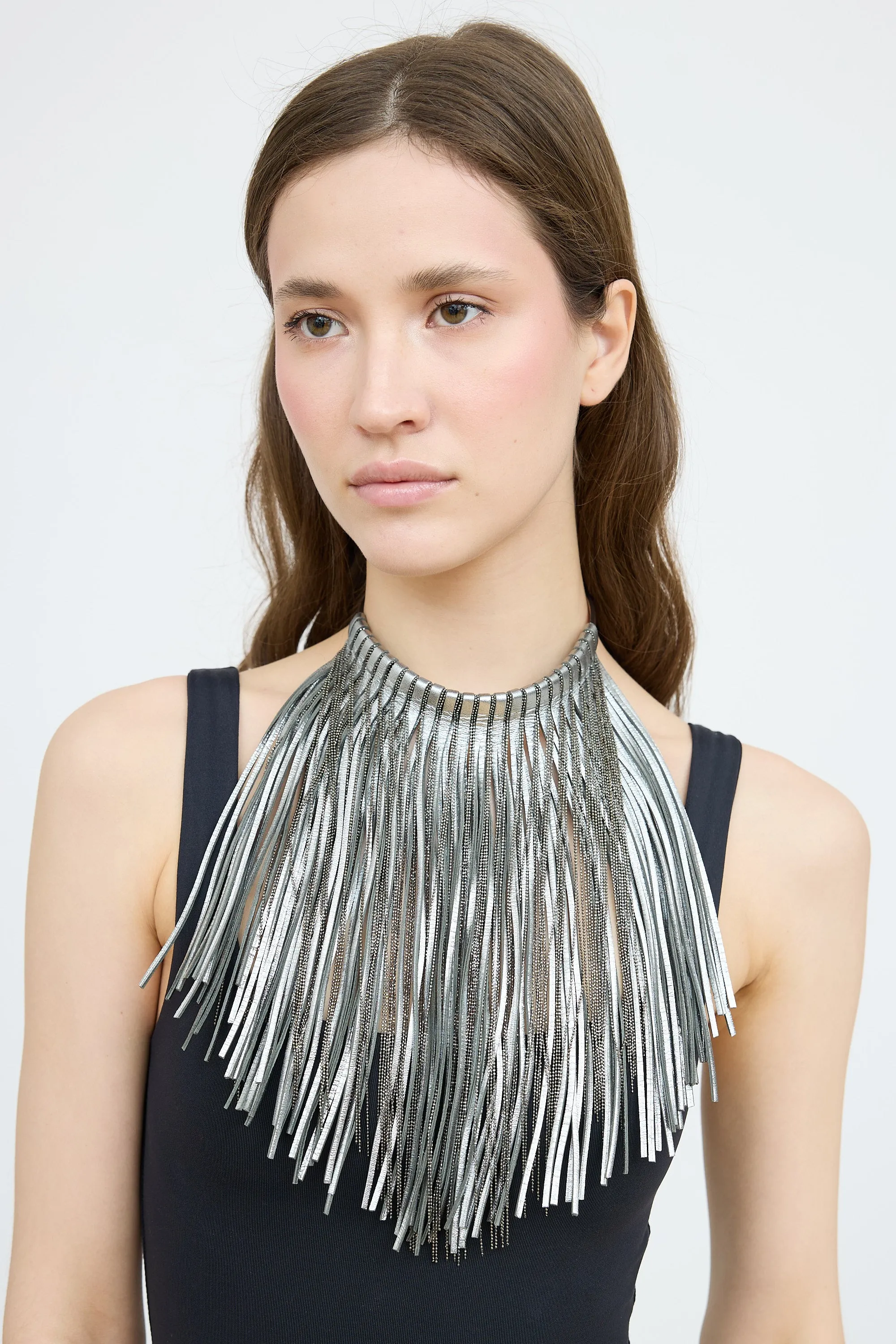 Leather Fringe Monili Necklace sold by VSP Consignment product image thumbnail 4