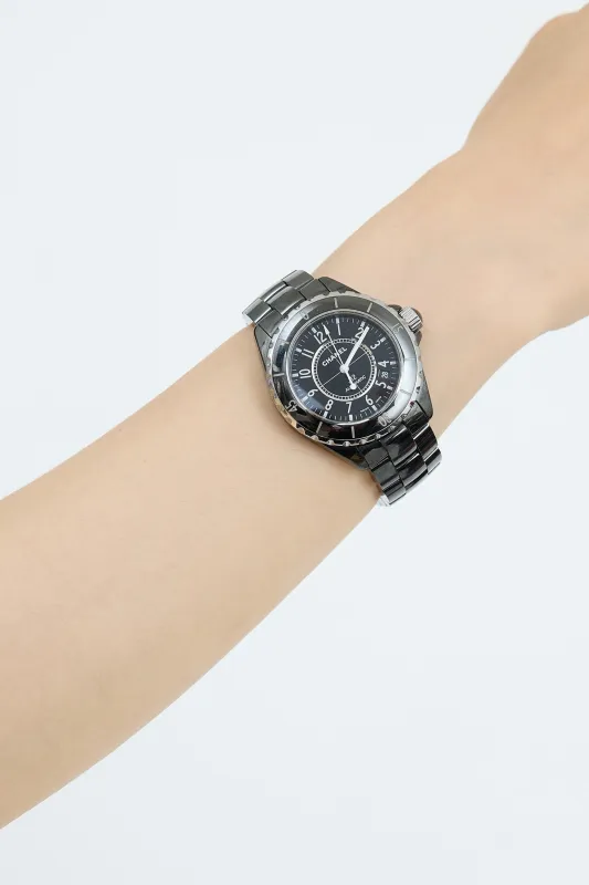 Black Steel J12 38mm Watch made by Chanel