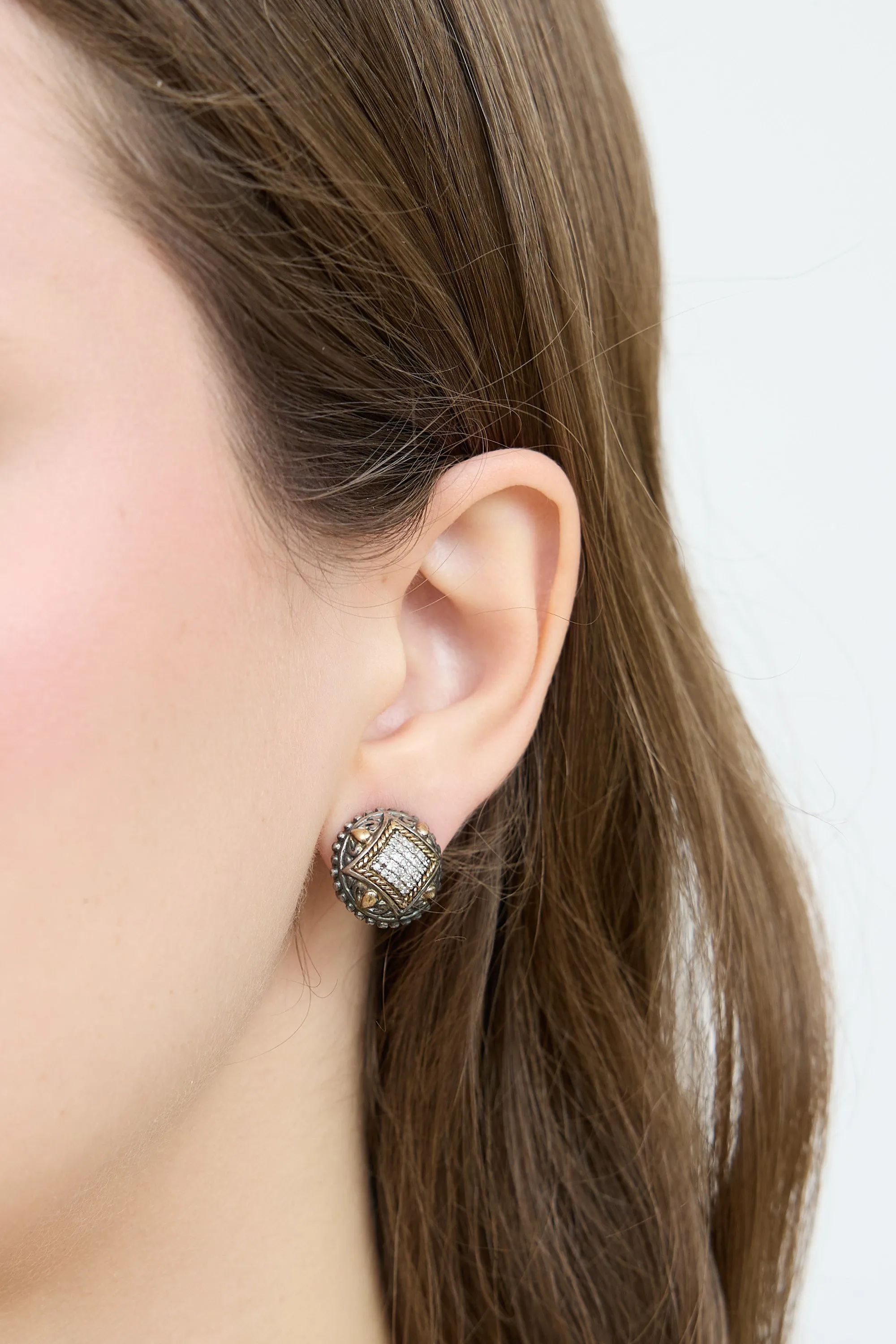 18K Yellow Gold Diamond Earrings sold by VSP Consignment