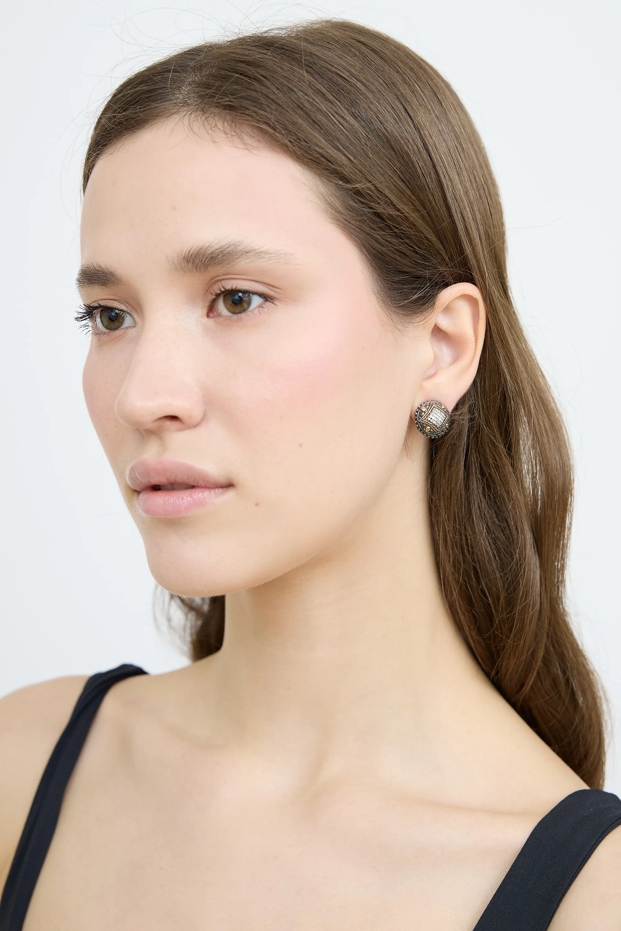 18K Yellow Gold Diamond Earrings sold by VSP Consignment product image thumbnail 2