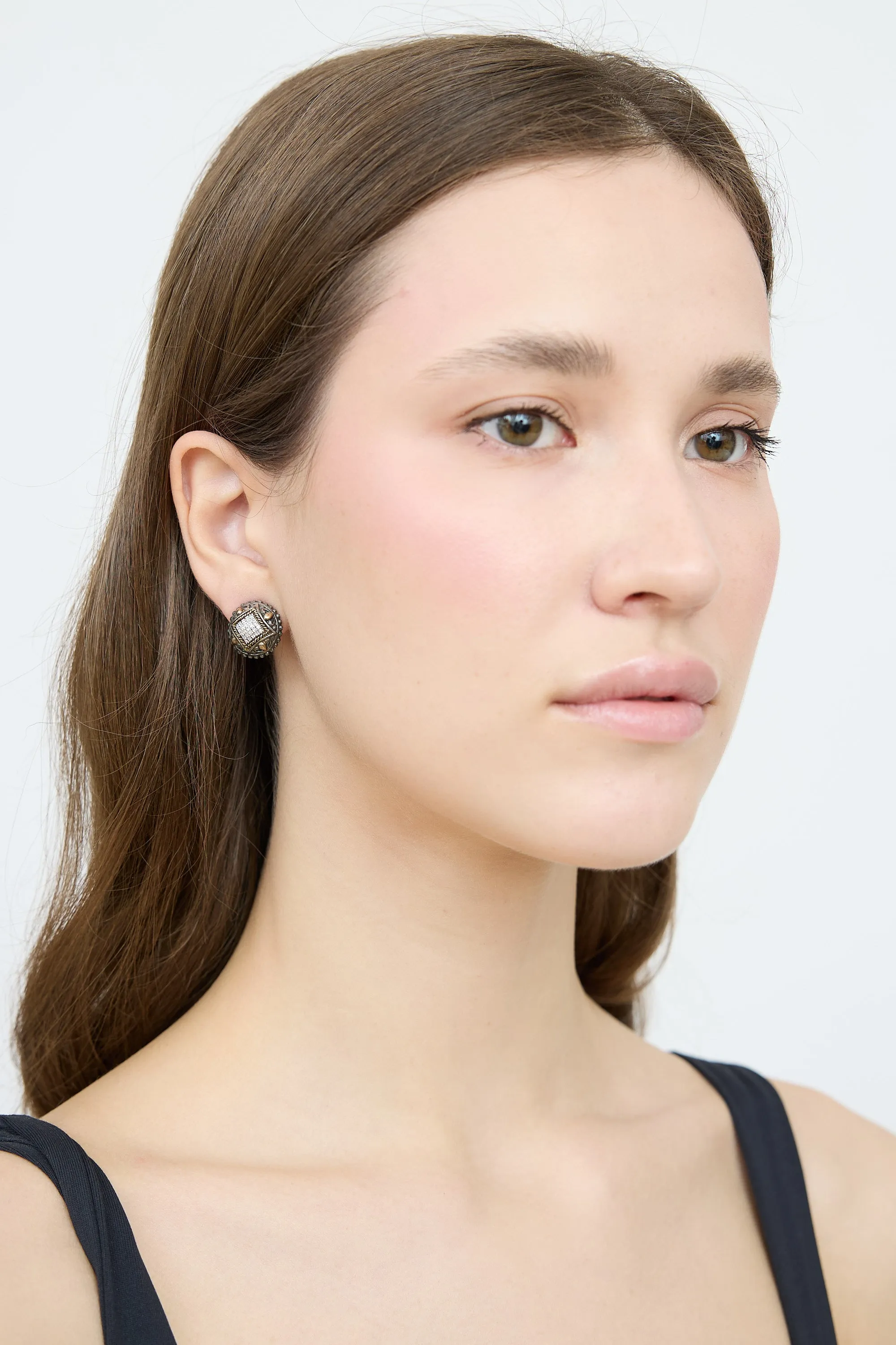 18K Yellow Gold Diamond Earrings sold by VSP Consignment product image thumbnail 3