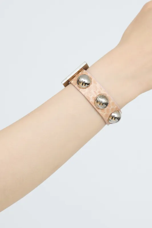 Embossed Leather Studded Bracelet sold by VSP Consignment