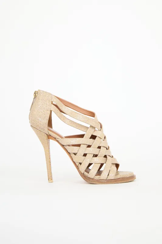 Woven Leather Cage Sandal sold by VSP Consignment