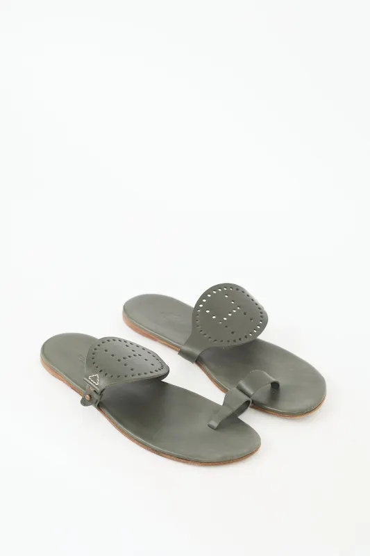 Leather Hera Perforated H Sandal sold by VSP Consignment