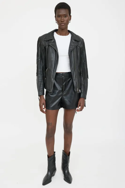 Leather Fringe Moto Jacket sold by VSP Consignment