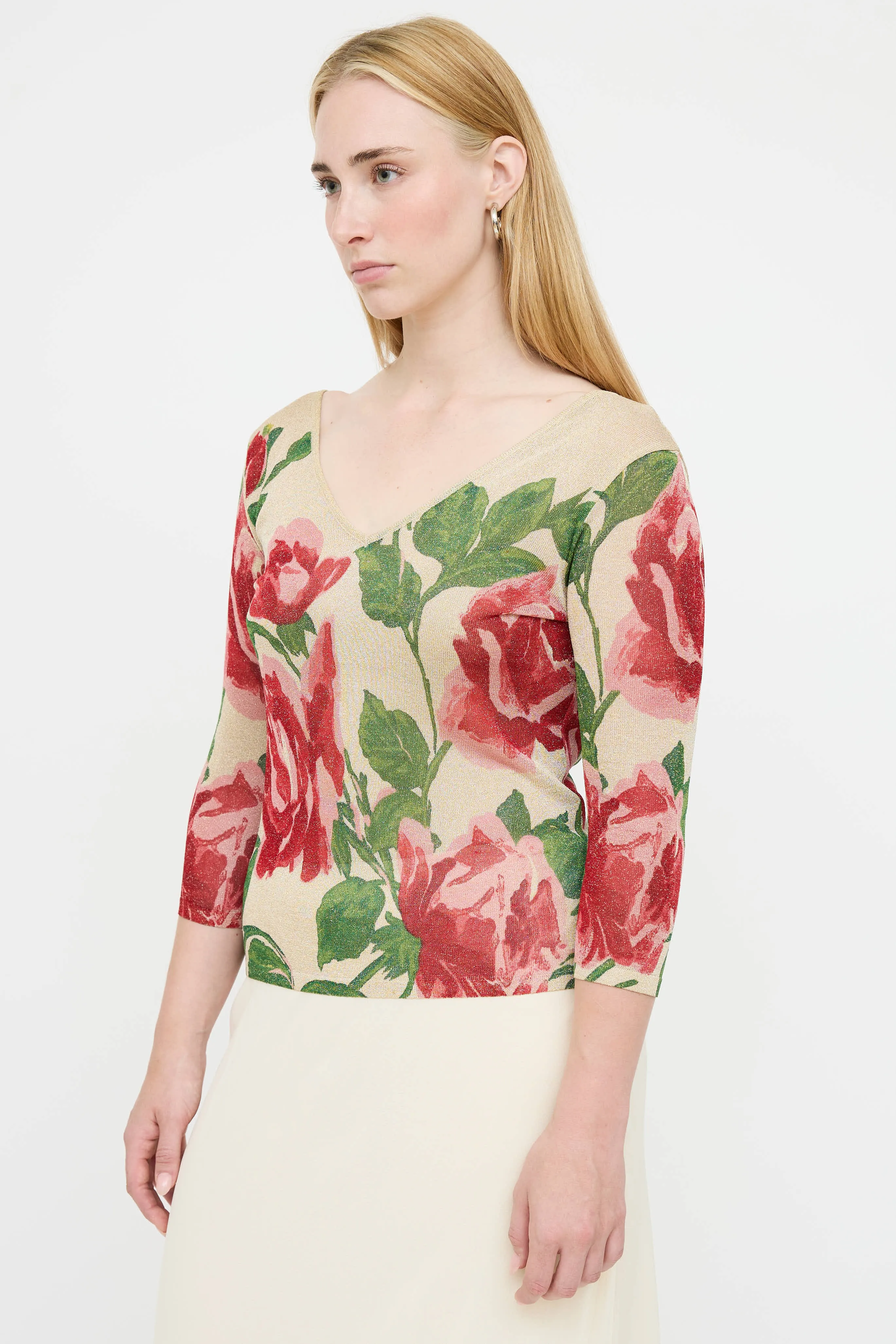 Knit Metallic Floral Top sold by VSP Consignment product image thumbnail 3