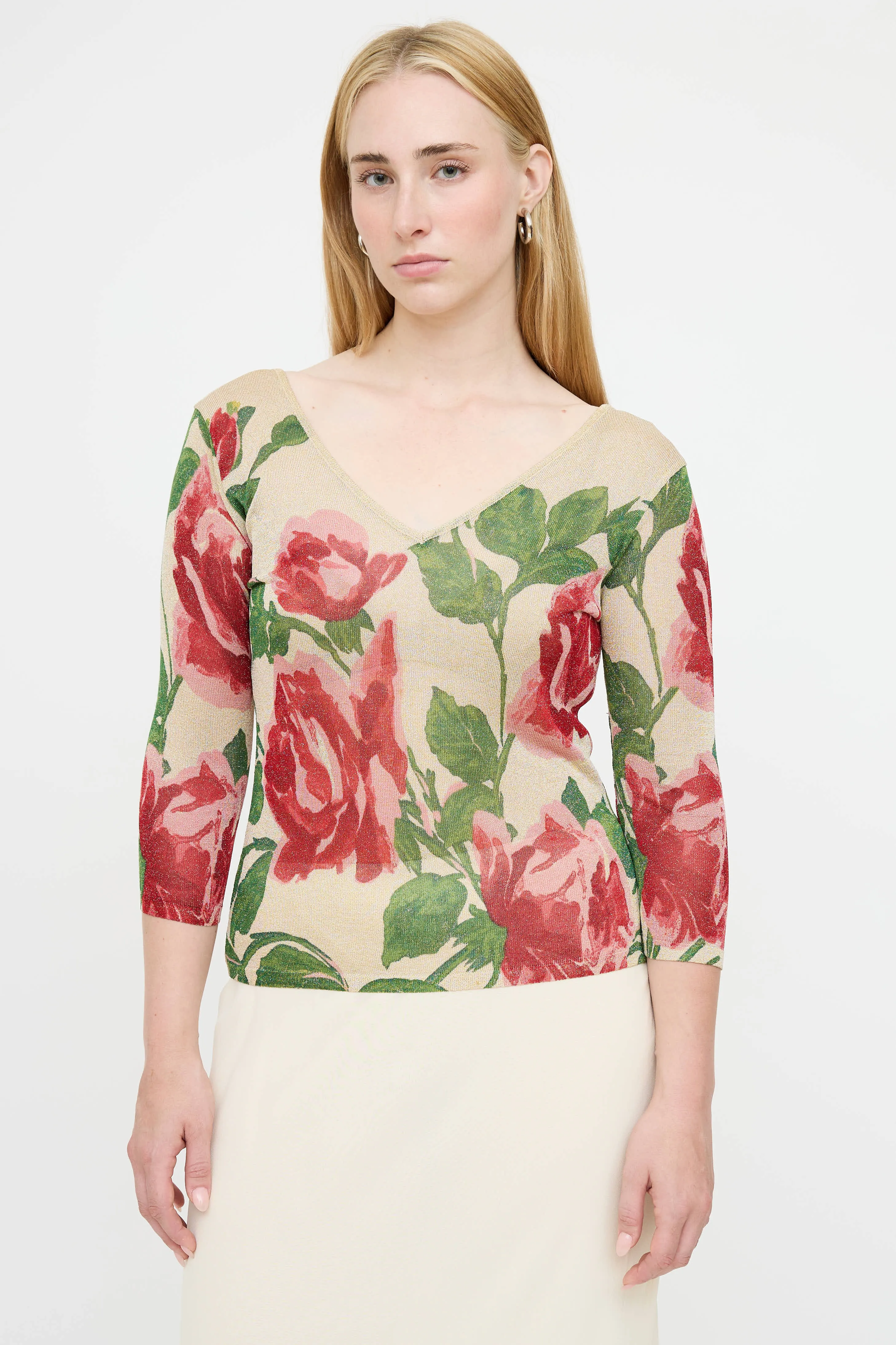 Knit Metallic Floral Top sold by VSP Consignment