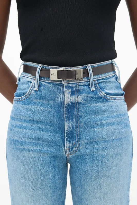 Leather Rectangular Buckle Belt sold by VSP Consignment