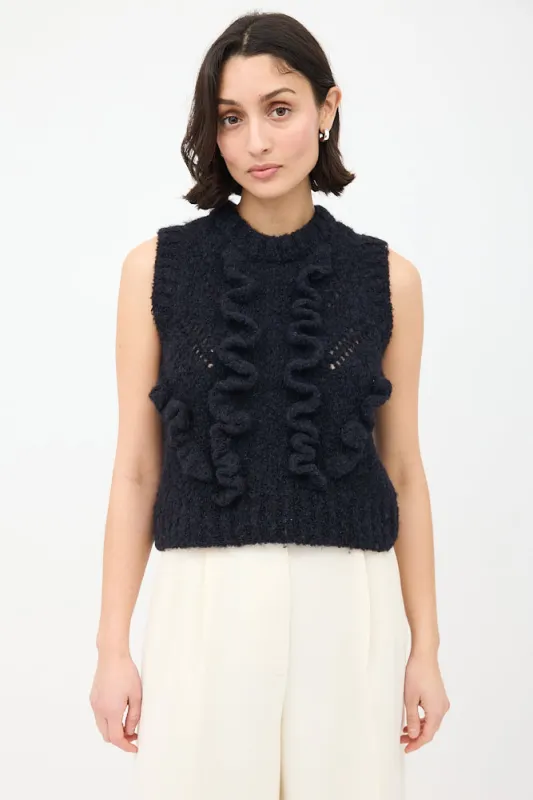 Wool & Nylon Knit Ruffle Top sold by VSP Consignment