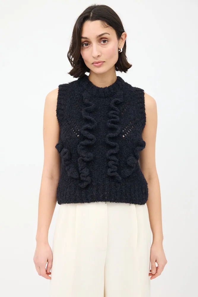 Wool & Nylon Knit Ruffle Top sold by VSP Consignment