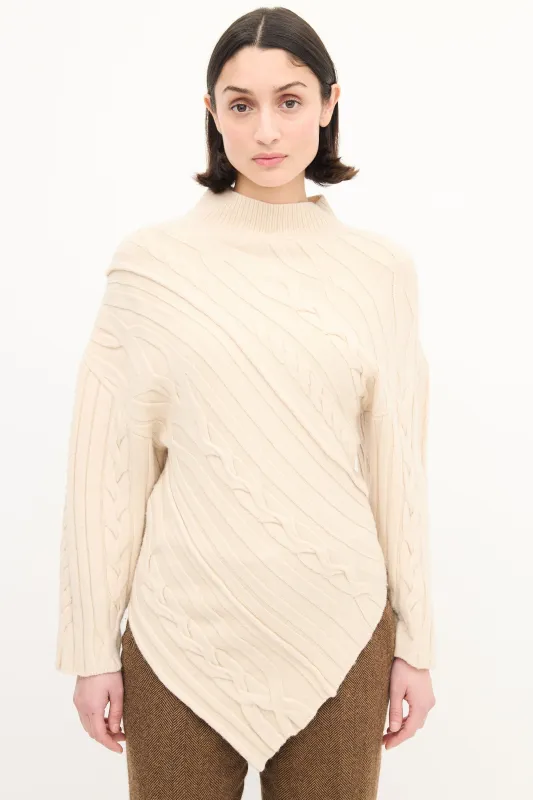 Wool Cable Knit Asymmetric Sweater made by Proenza Schouler
