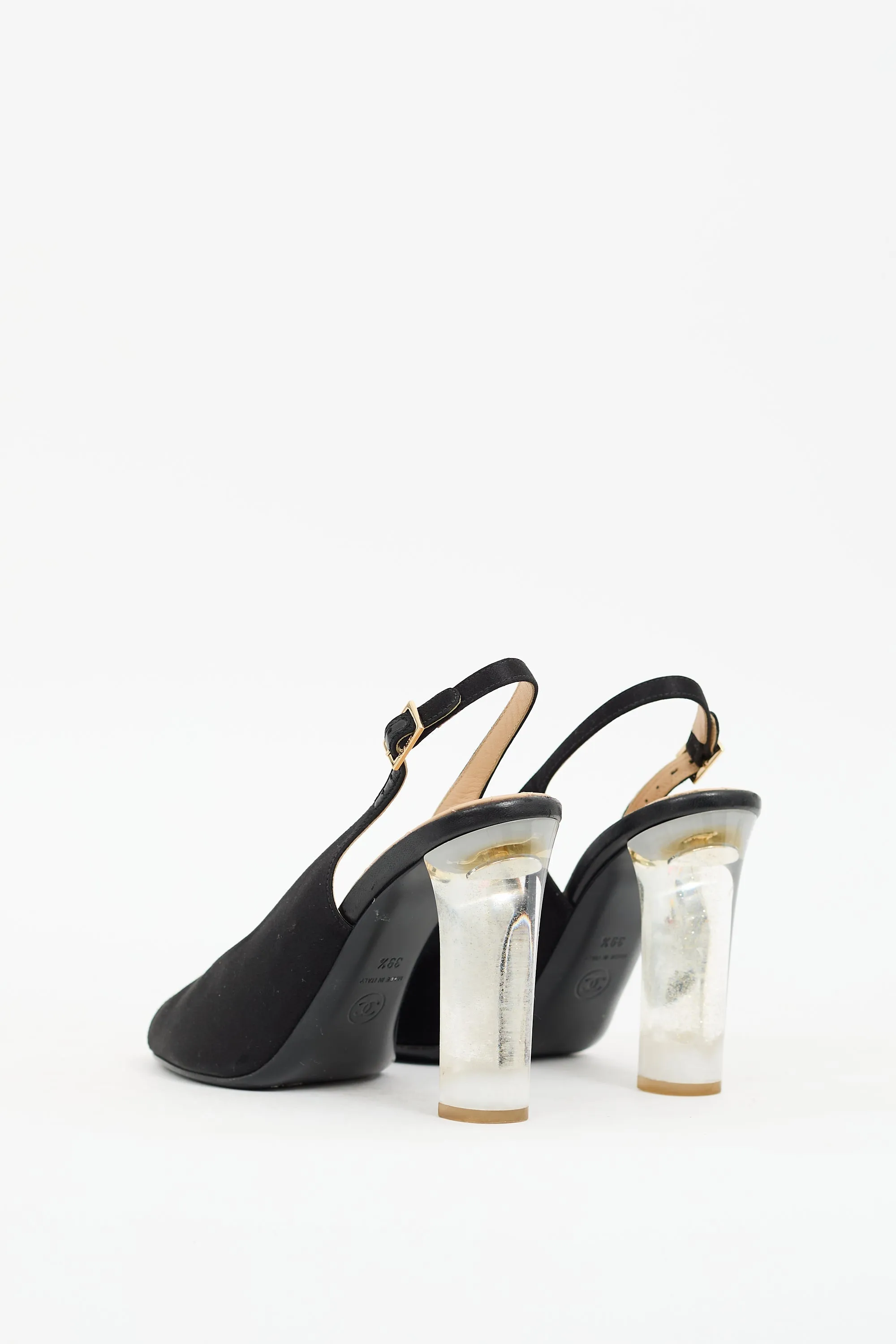 Satin & Lucite Slingback Heel sold by VSP Consignment product image thumbnail 4