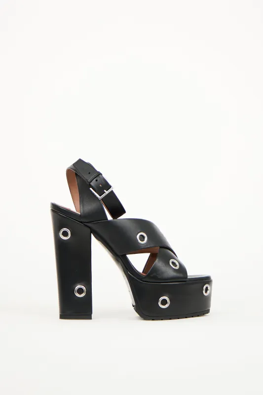 Leather Eyelet Heeled Platform Sandal sold by VSP Consignment