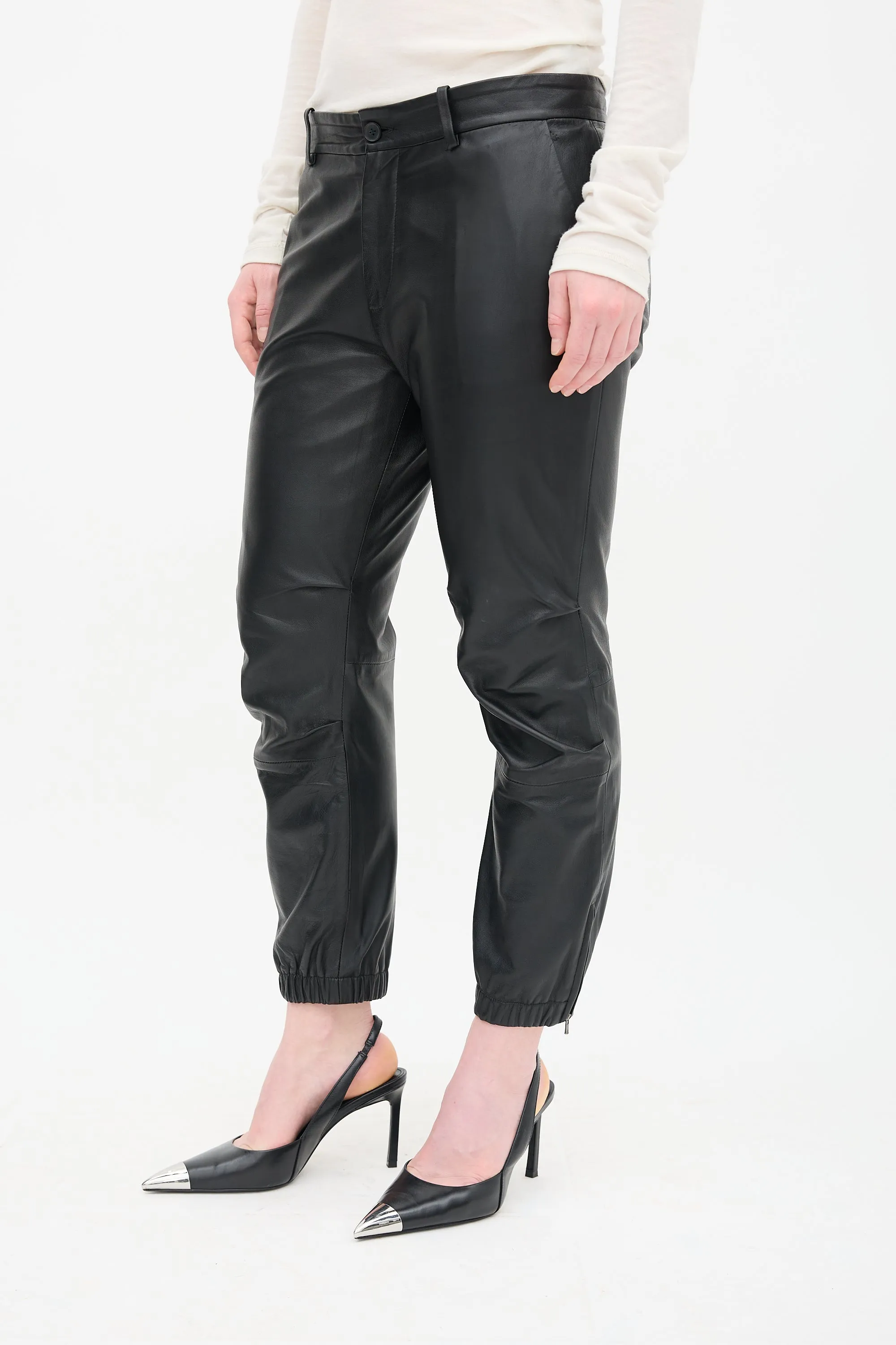 Leather Zip Trouser sold by VSP Consignment product image thumbnail 3