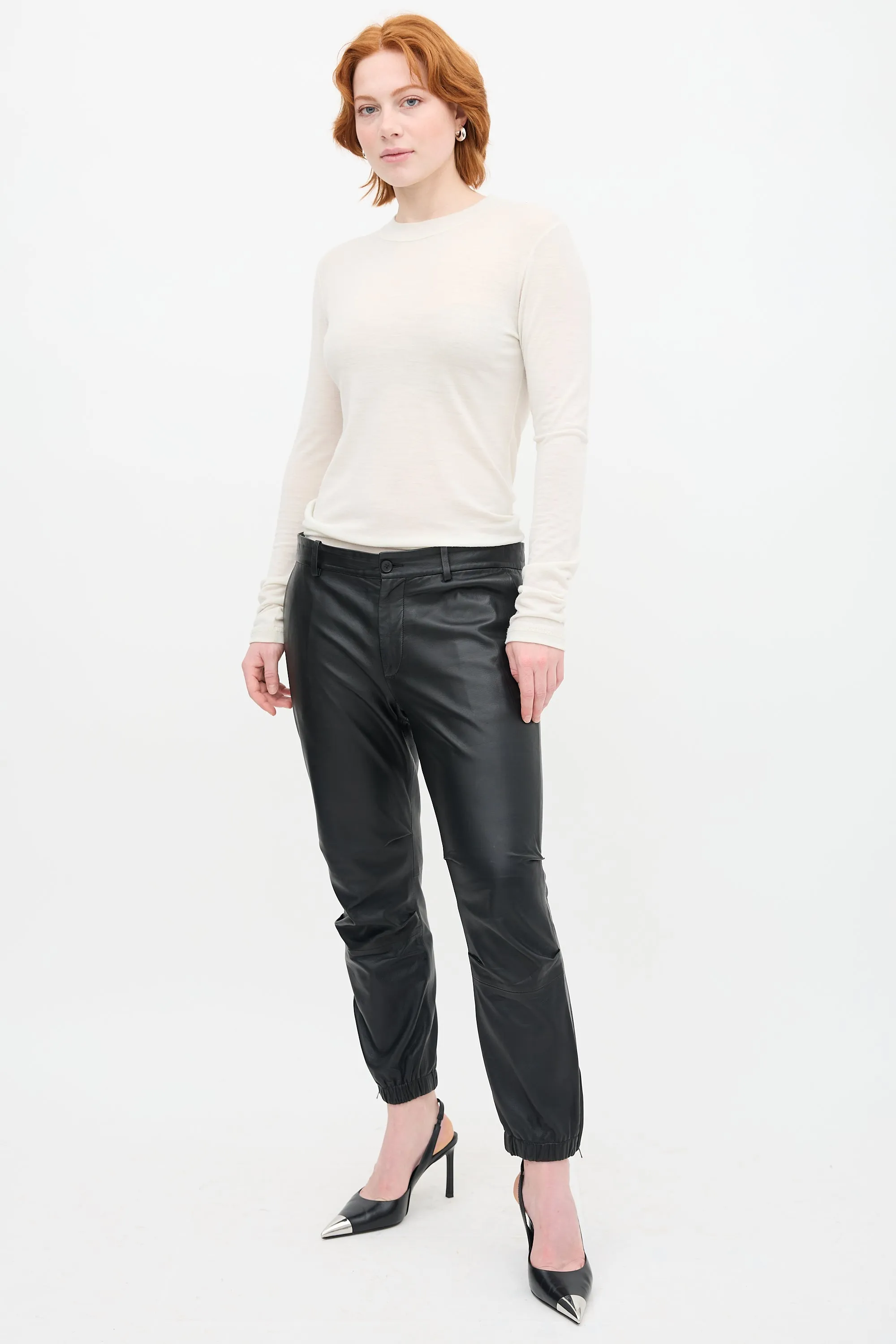 Leather Zip Trouser sold by VSP Consignment product image thumbnail 2