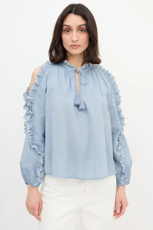 Cold Shoulder Chambray Blouse sold by VSP Consignment