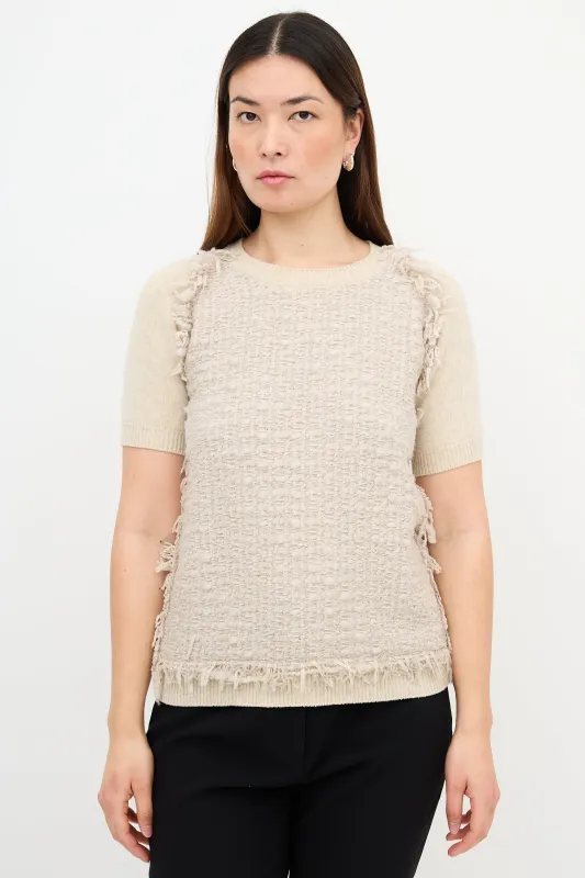 Wool Fringed Tweed Sweater sold by VSP Consignment