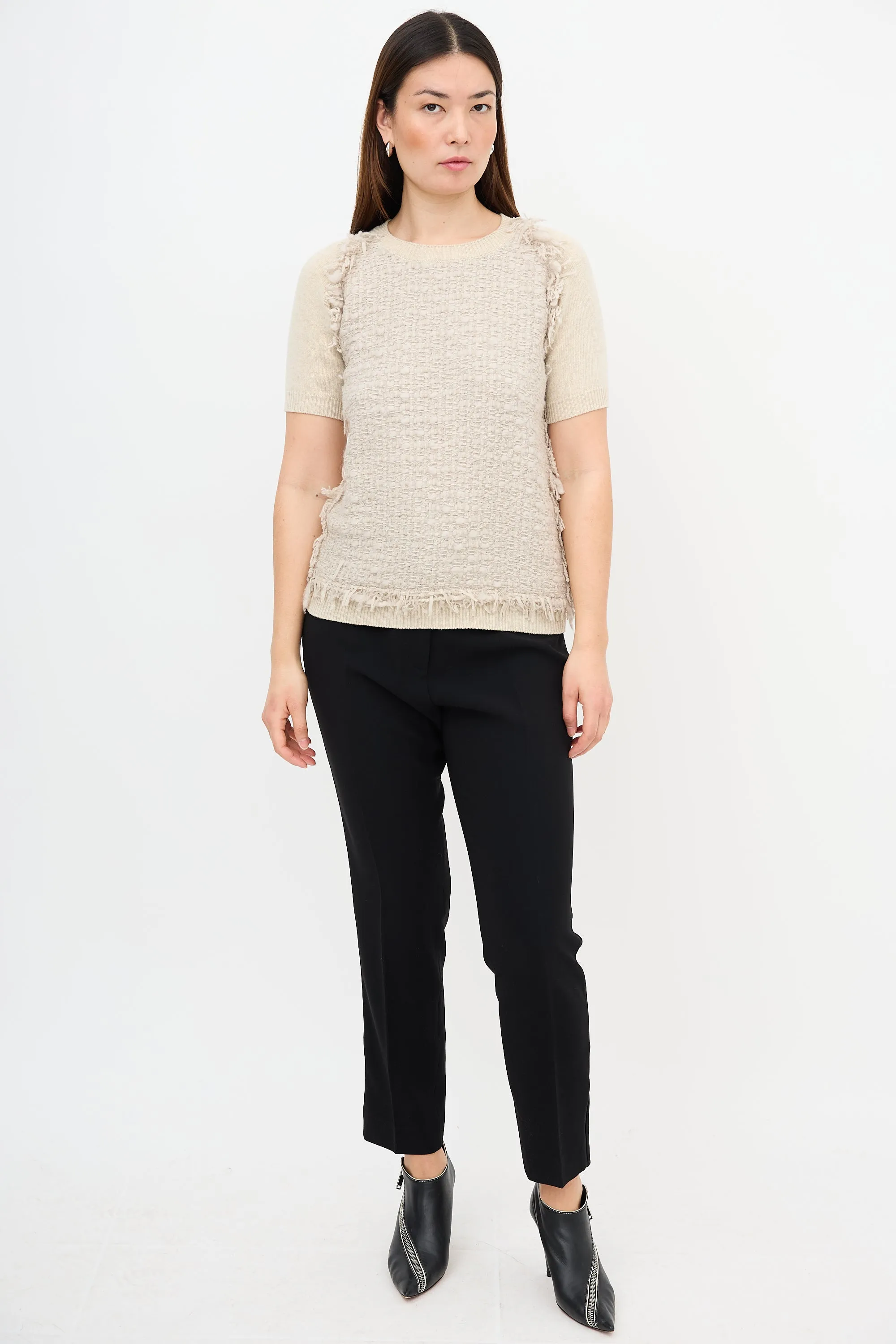 Wool Fringed Tweed Sweater sold by VSP Consignment product image thumbnail 2