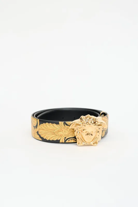 Leather Medusa Reversible Belt sold by VSP Consignment