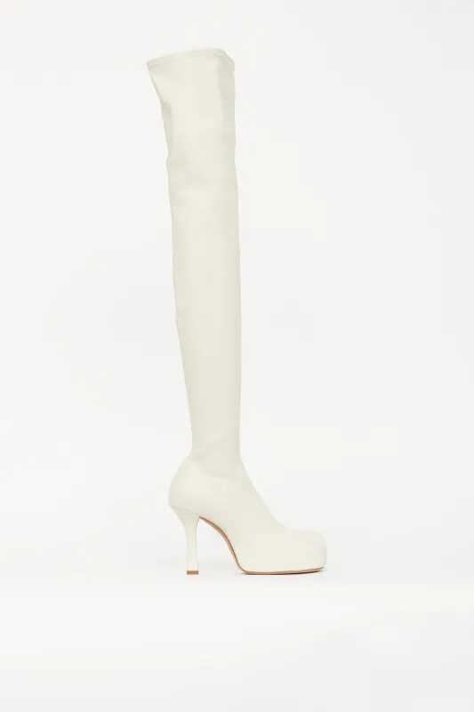 Leather Bold Thigh High Boot made by Bottega Veneta