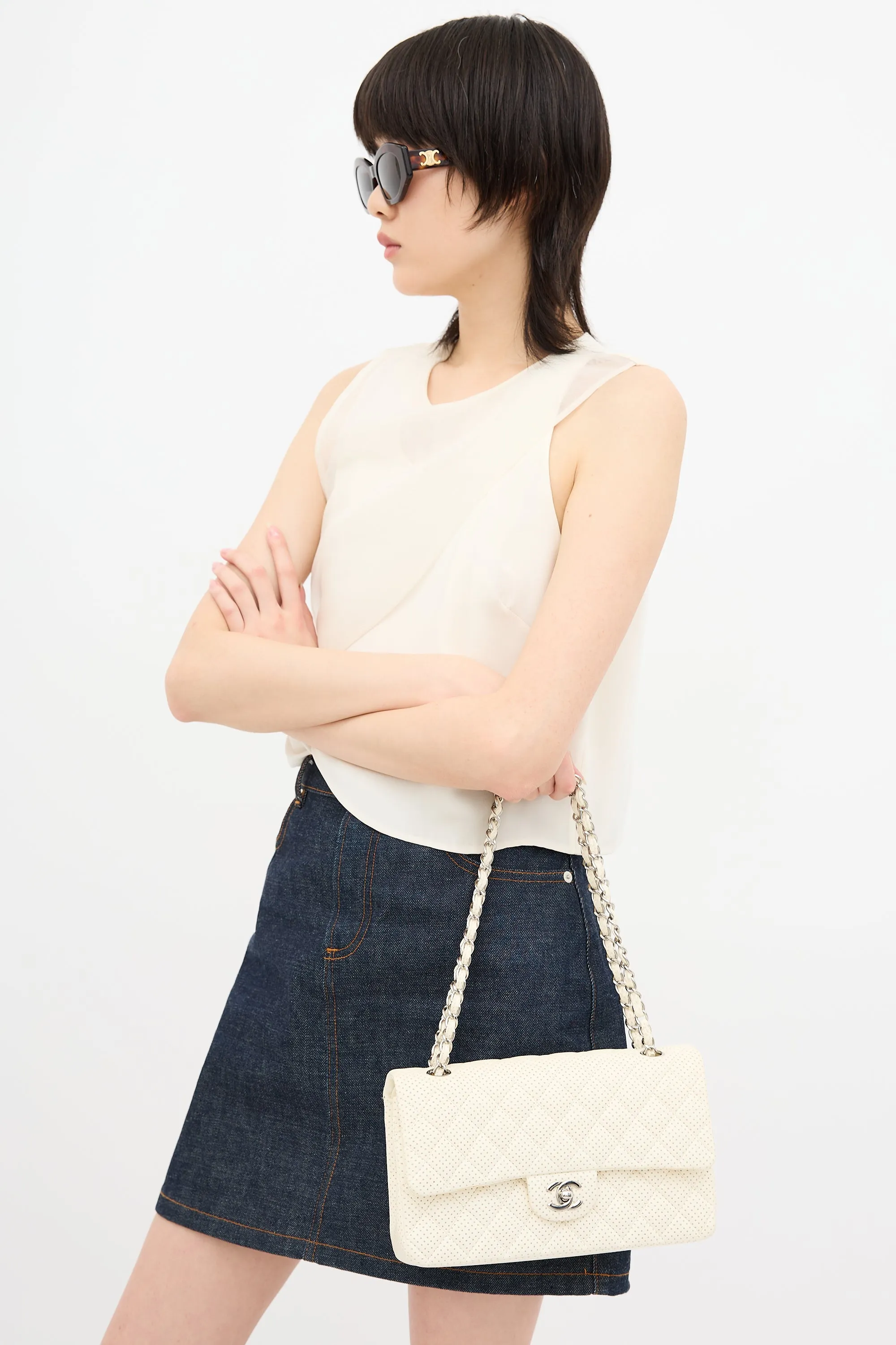 Perforated Leather East West Bag sold by VSP Consignment