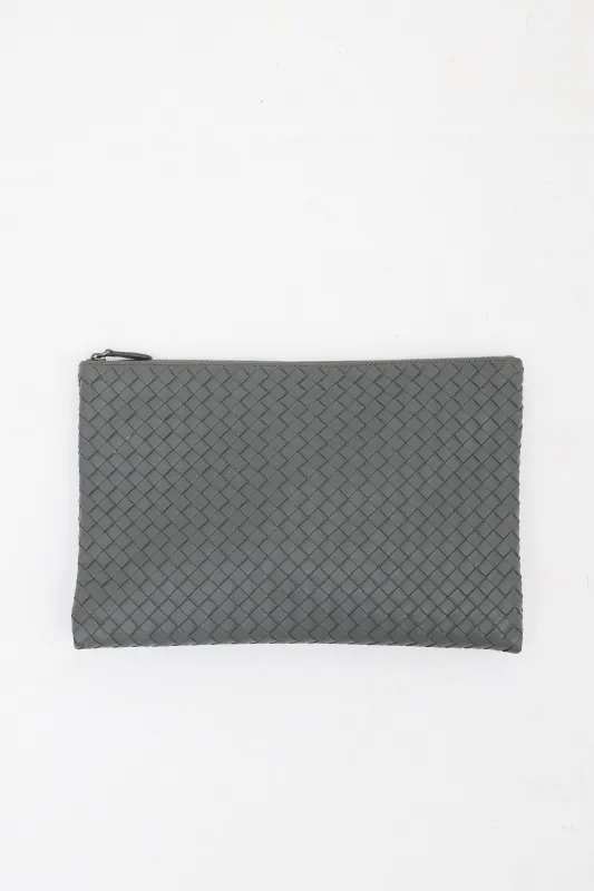 Leather Intrecciato Zip Pouch sold by VSP Consignment