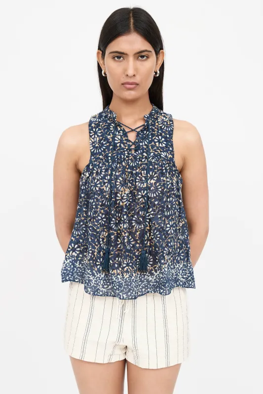 Pattern Sleeveless Blouse sold by VSP Consignment