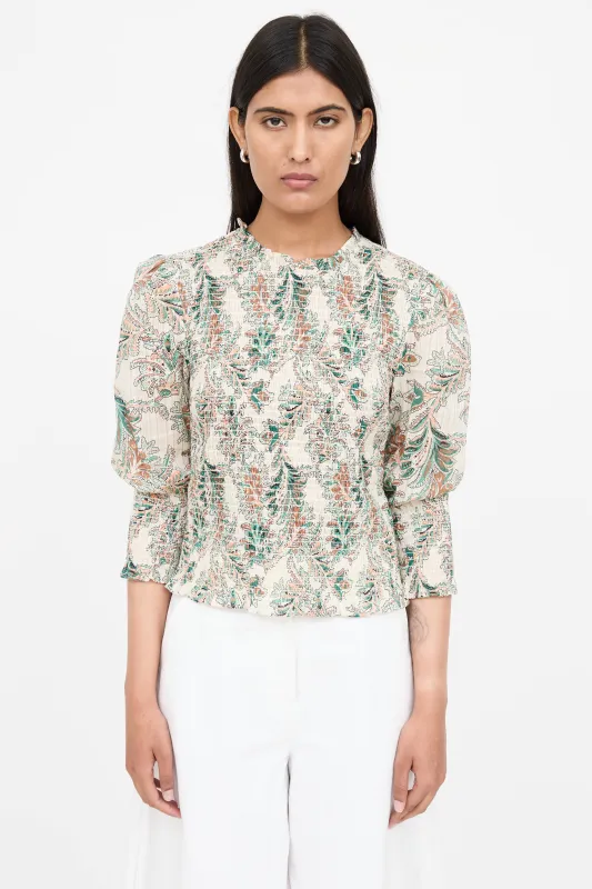 Smocked Pattern Blouse sold by VSP Consignment