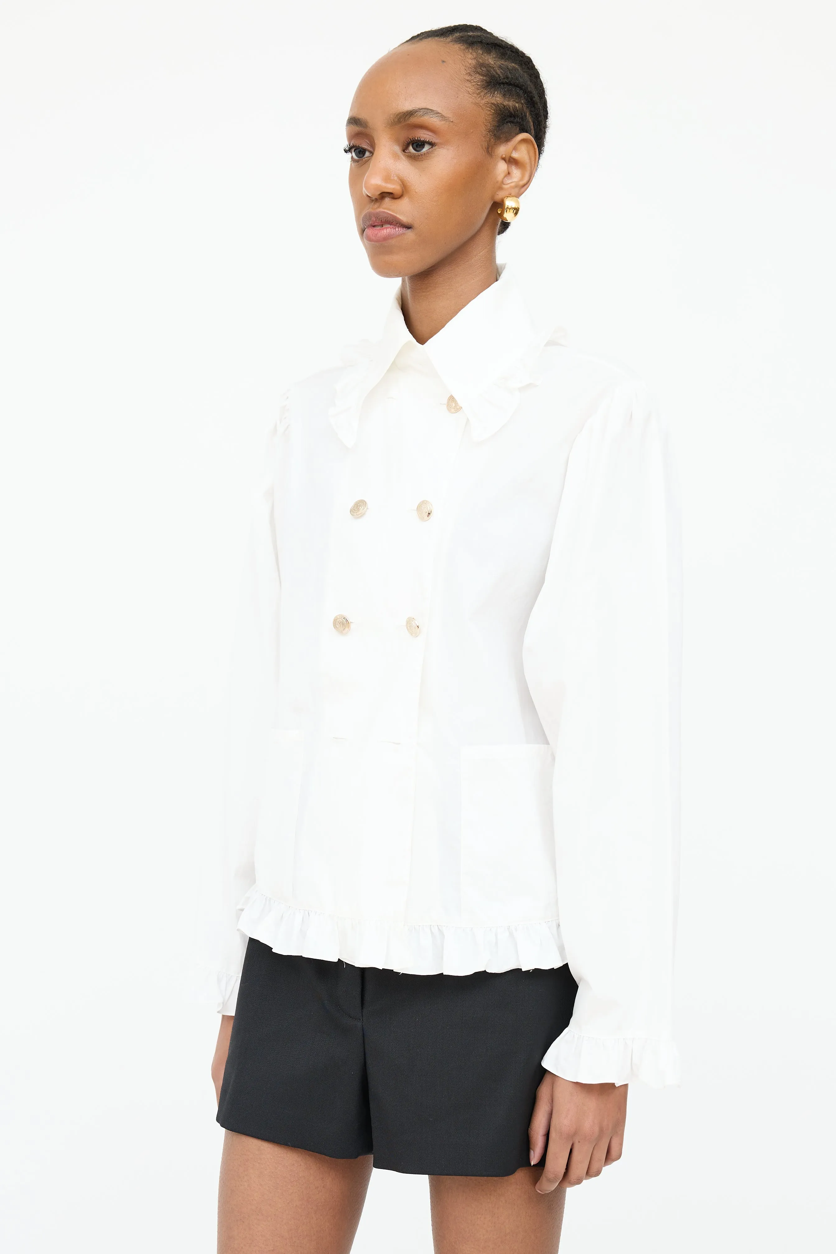 Double Breasted Ruffled Shirt sold by VSP Consignment product image thumbnail 3