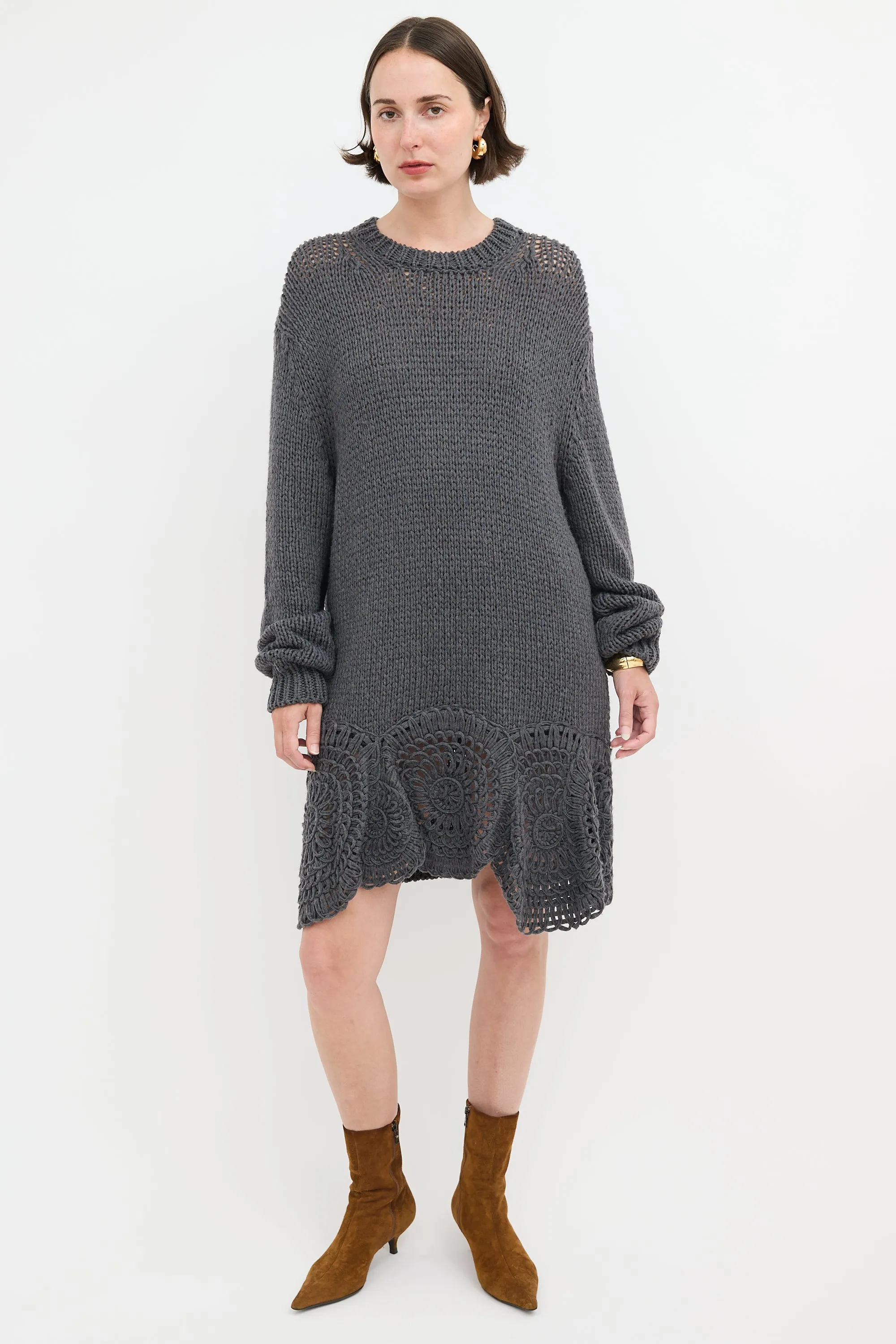 Crochet Hem Sweater Dress sold by VSP Consignment
