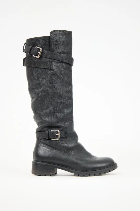 Leather Buckle Knee Boot sold by VSP Consignment