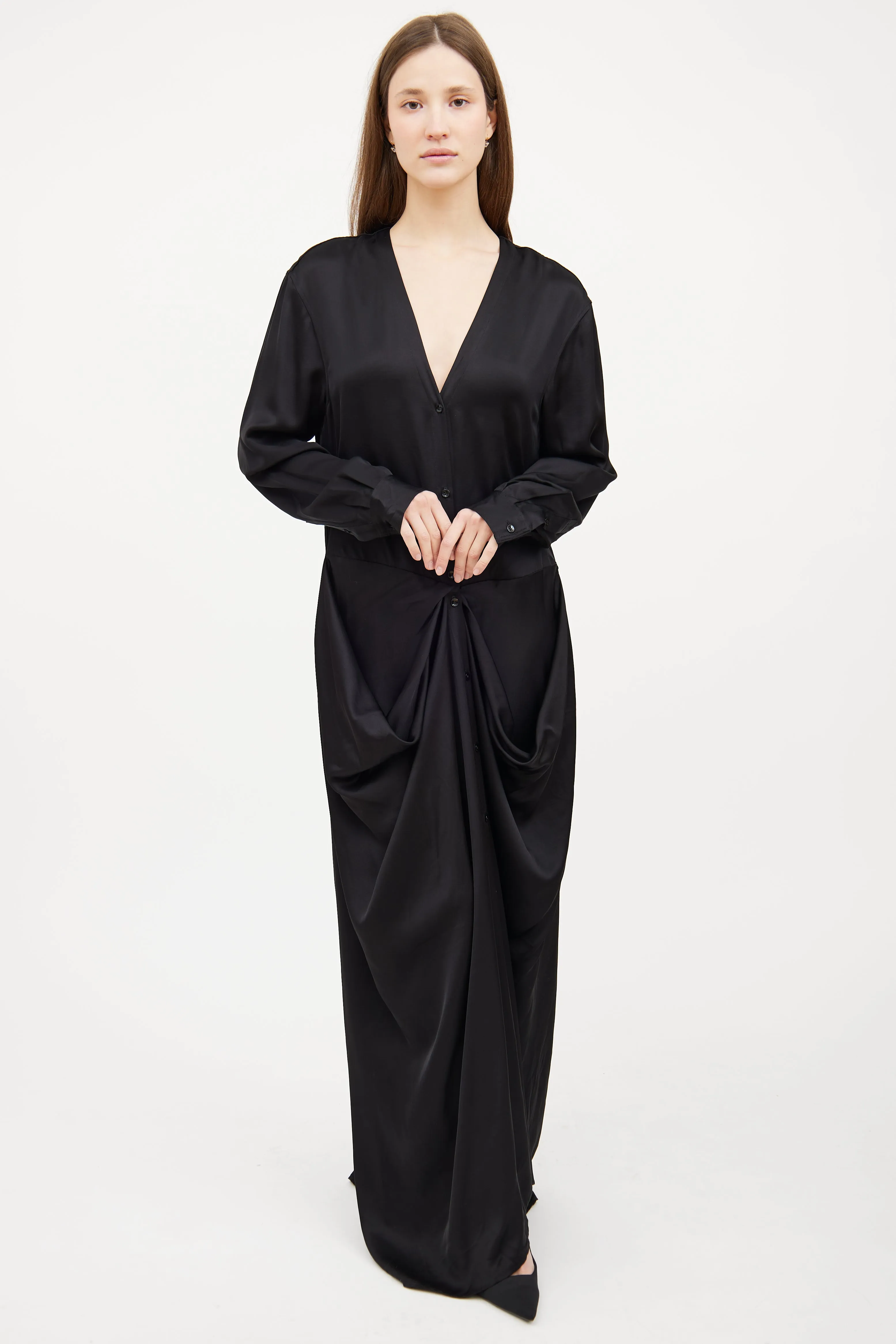 Satin Gathered Dress sold by VSP Consignment